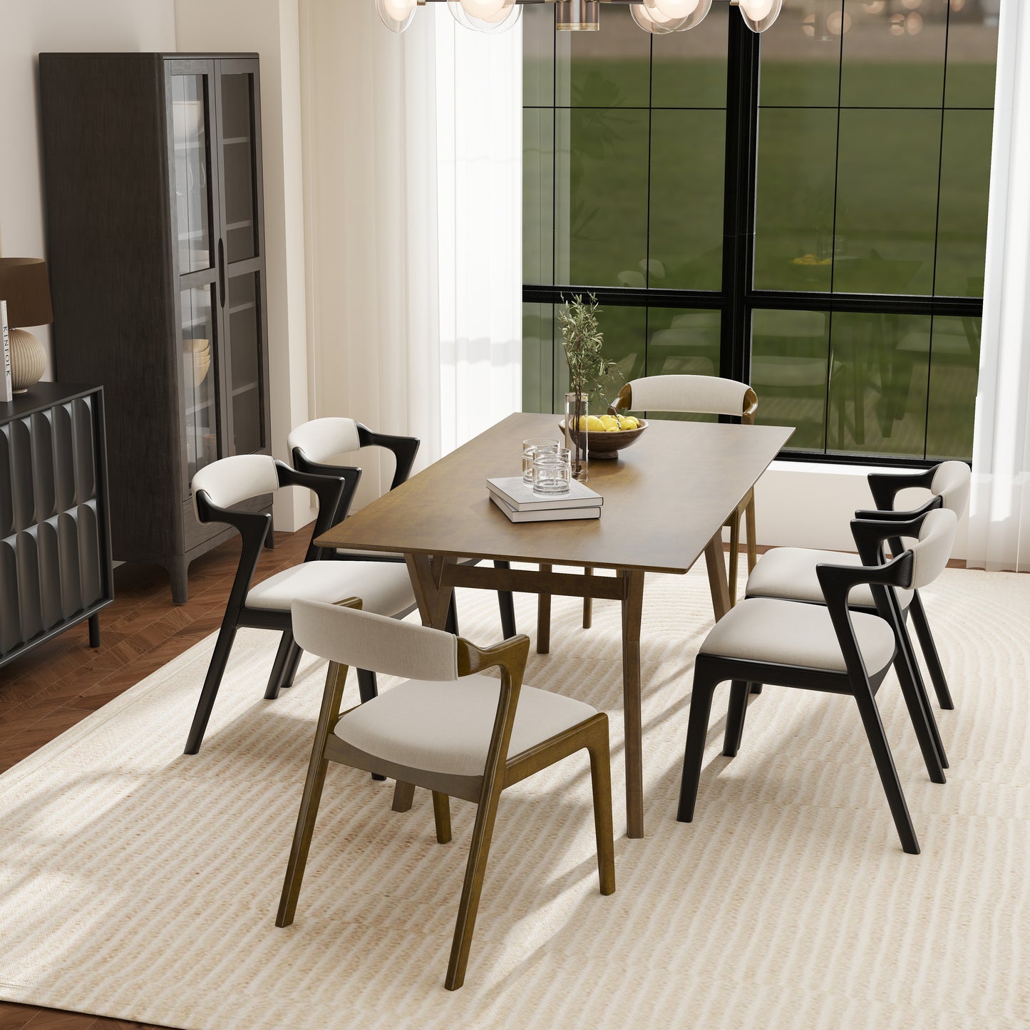 Roundhill Furniture Lavin Modern 7-Piece Dining Set, Dining Table with 6 Chairs