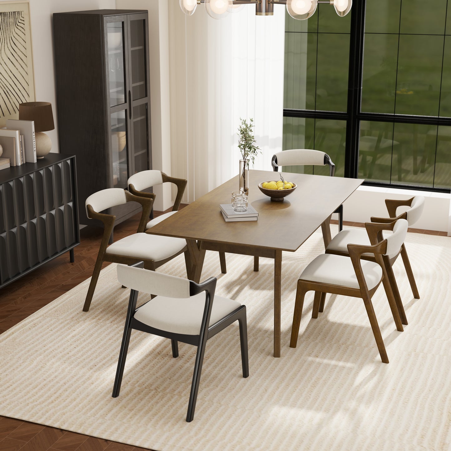 Roundhill Furniture Lavin Modern 7-Piece Dining Set, Dining Table with 6 Chairs