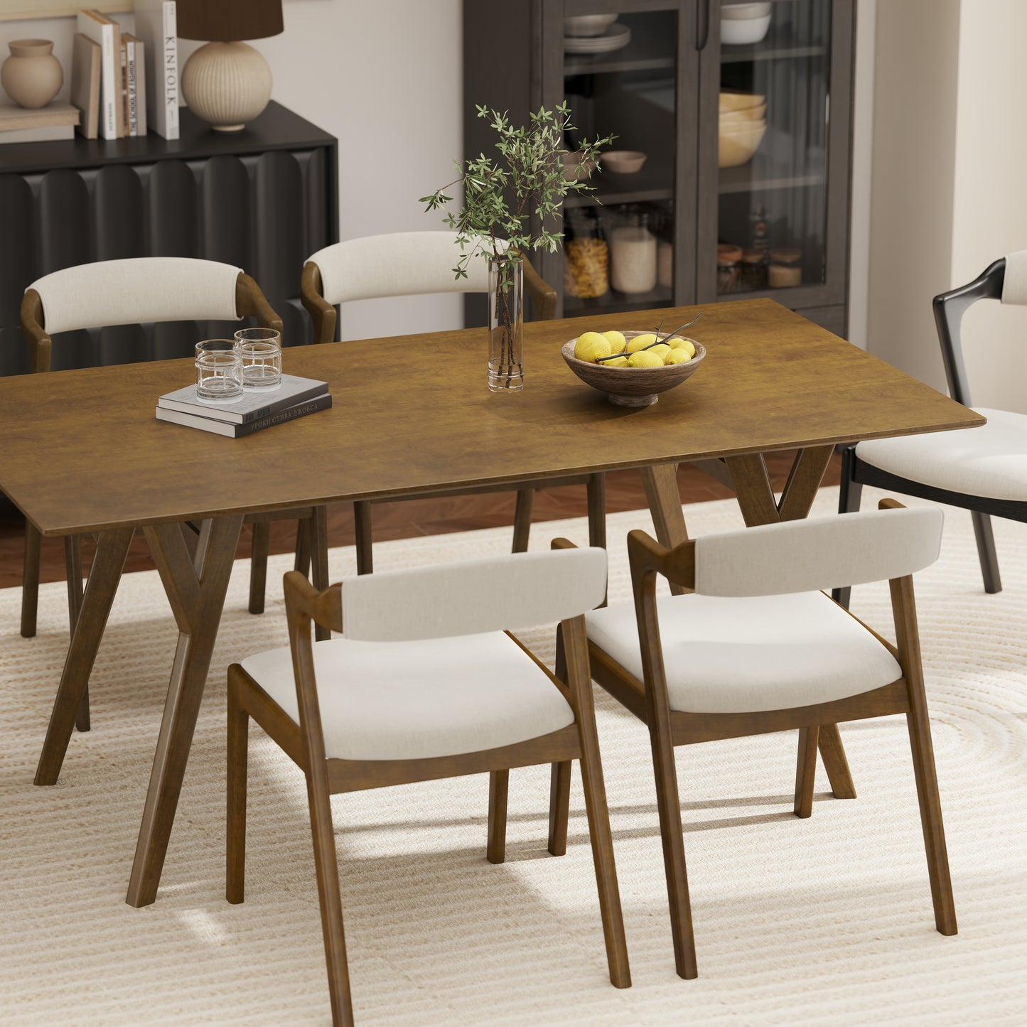 Roundhill Furniture Lavin Modern 7-Piece Dining Set, Dining Table with 6 Chairs