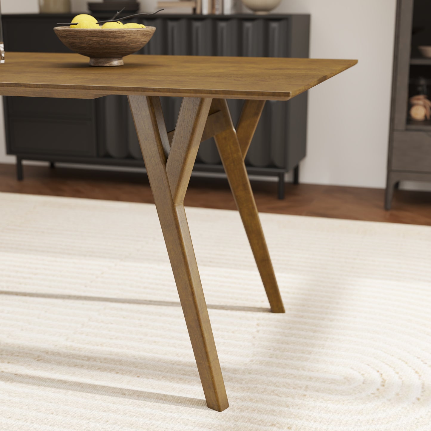 Roundhill Furniture Lavin Modern 7-Piece Dining Set, Walnut Finished Dining Table with 6 Chairs