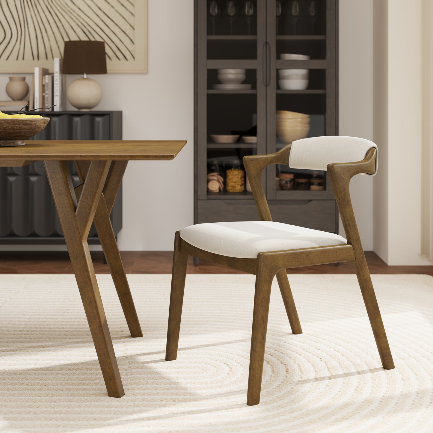 Roundhill Furniture Lavin Modern 7-Piece Dining Set, Walnut Finished Dining Table with 6 Chairs