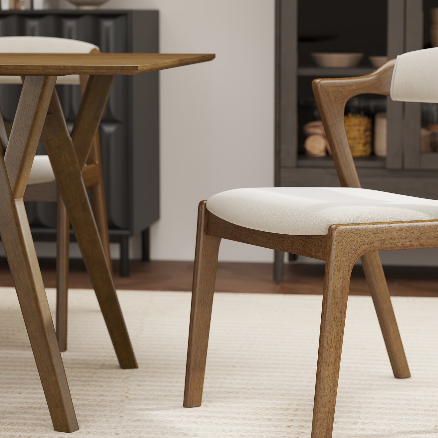 Roundhill Furniture Lavin Modern 7-Piece Dining Set, Walnut Finished Dining Table with 6 Chairs