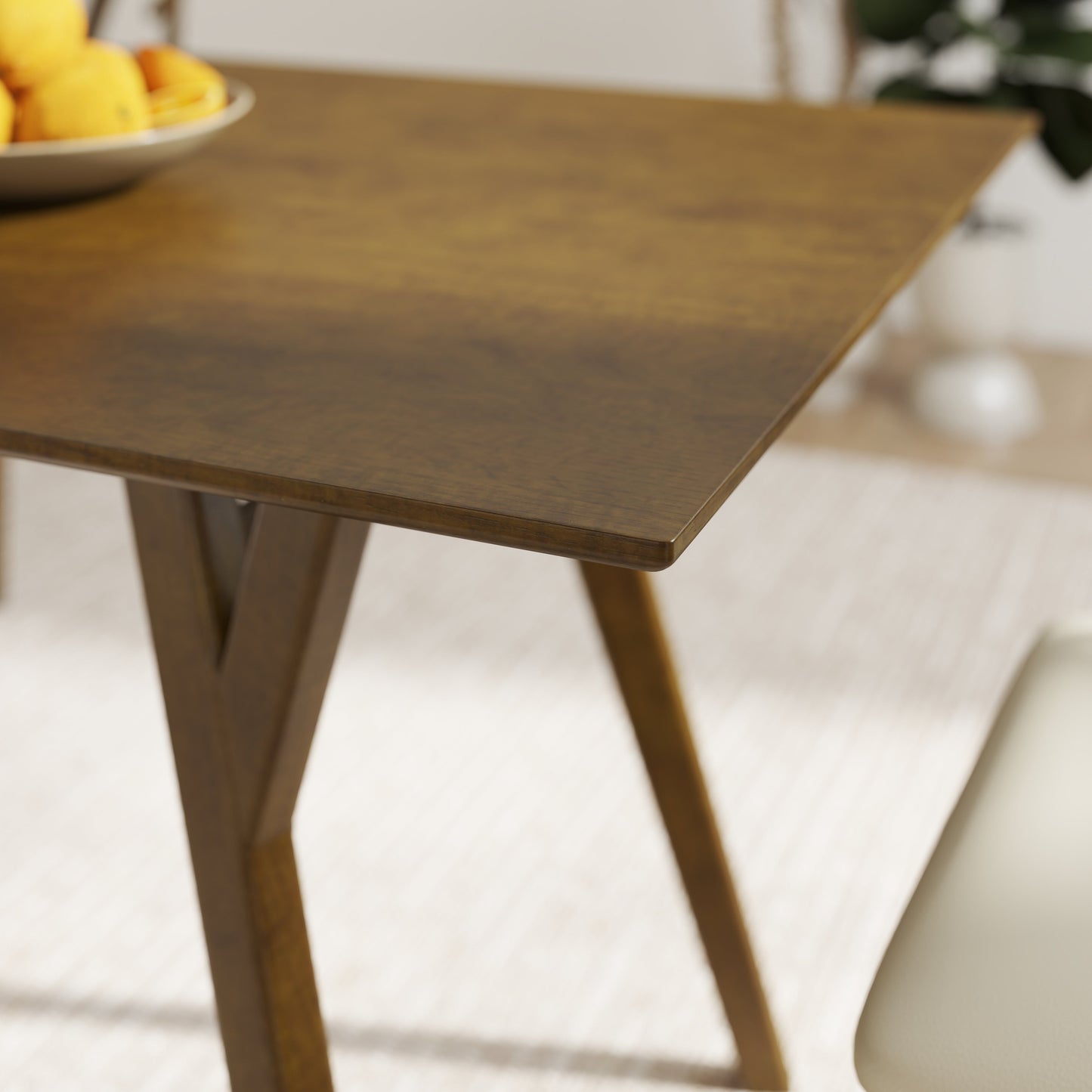 Roundhill Furniture Lavin Modern 5-Piece Dining Set, Walnut Finished Dining Table with 4 Wishbone Chairs