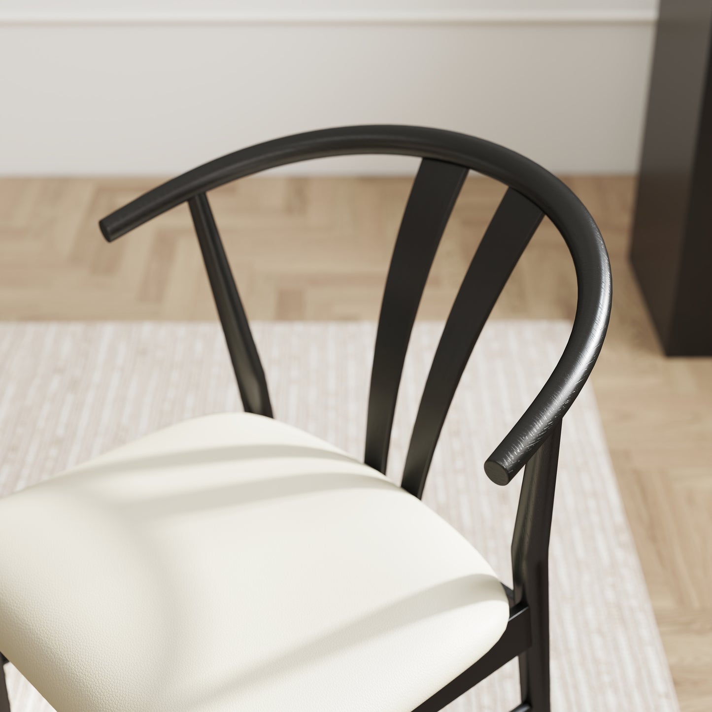 Roundhill Furniture Lavin Modern 7-Piece Dining Set, Wood Dining Table with 6 Wishbone Chairs