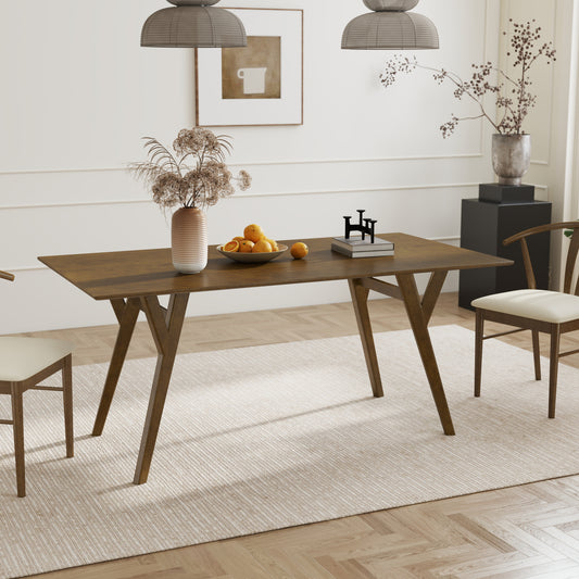 Roundhill Furniture Lavin Contemporary Walnut Finish Dining Table with Solid Wood Base