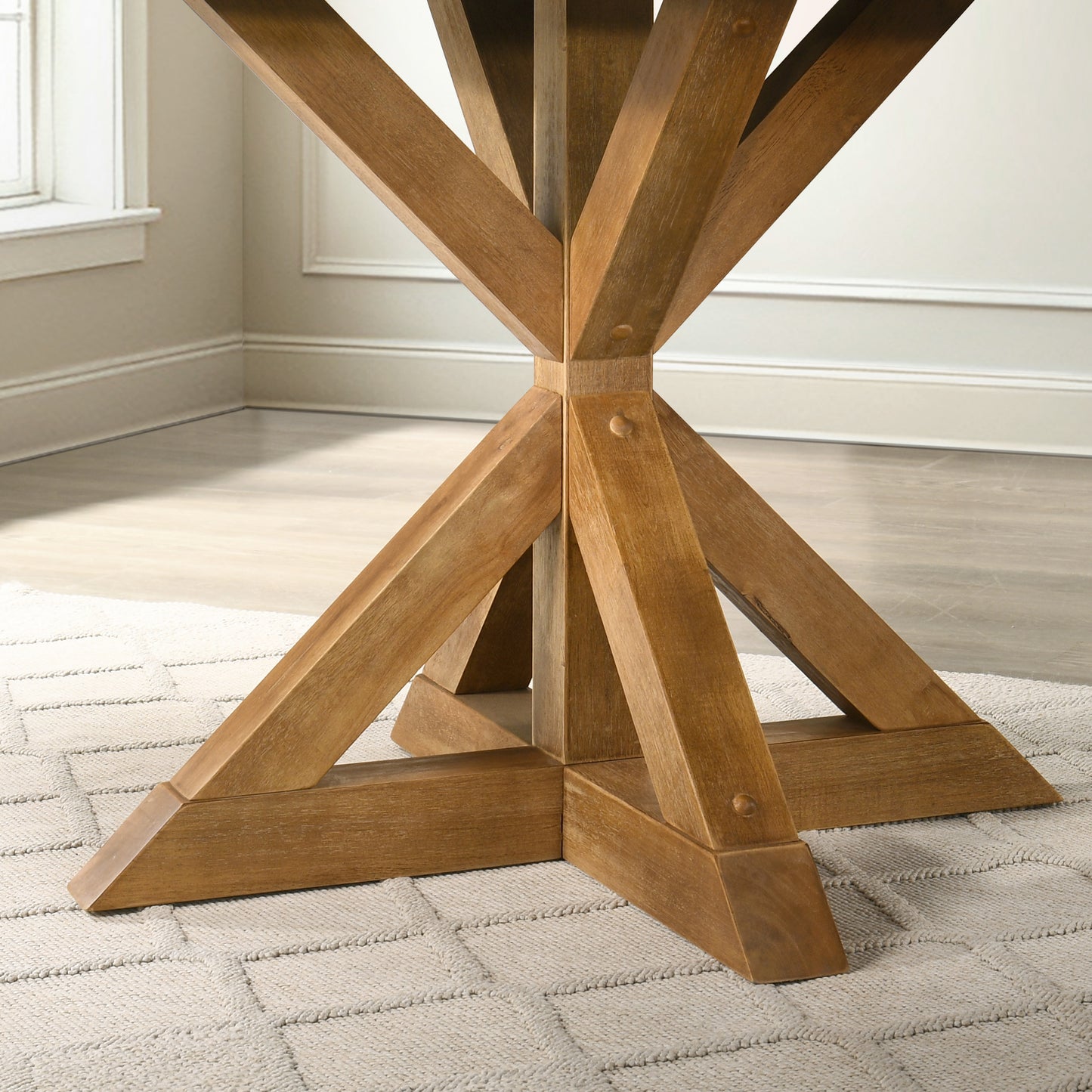 Windvale 5-Piece Dining Set, Cross-Buck Round Table with 4 Stylish Chairs