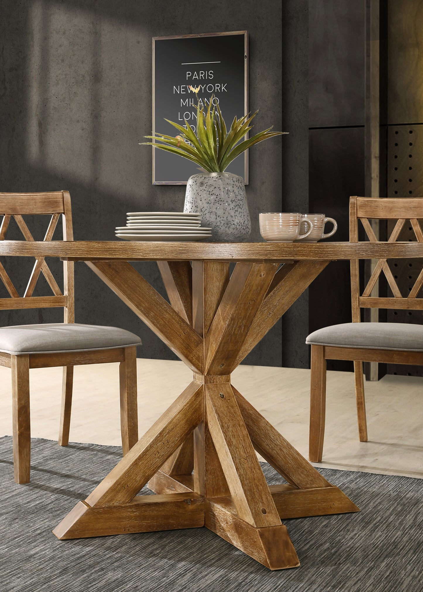 Windvale Cross-Buck Base Dining Table