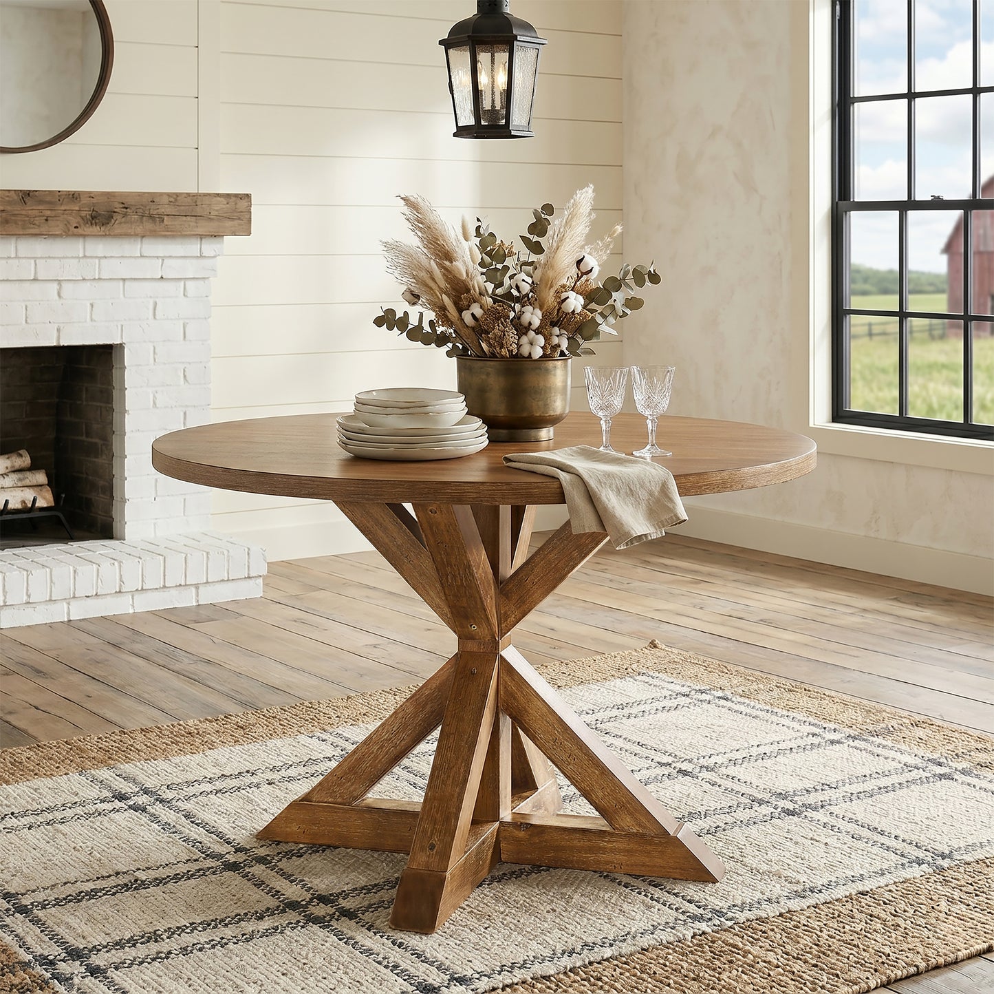 Windvale Cross-Buck Base Dining Table