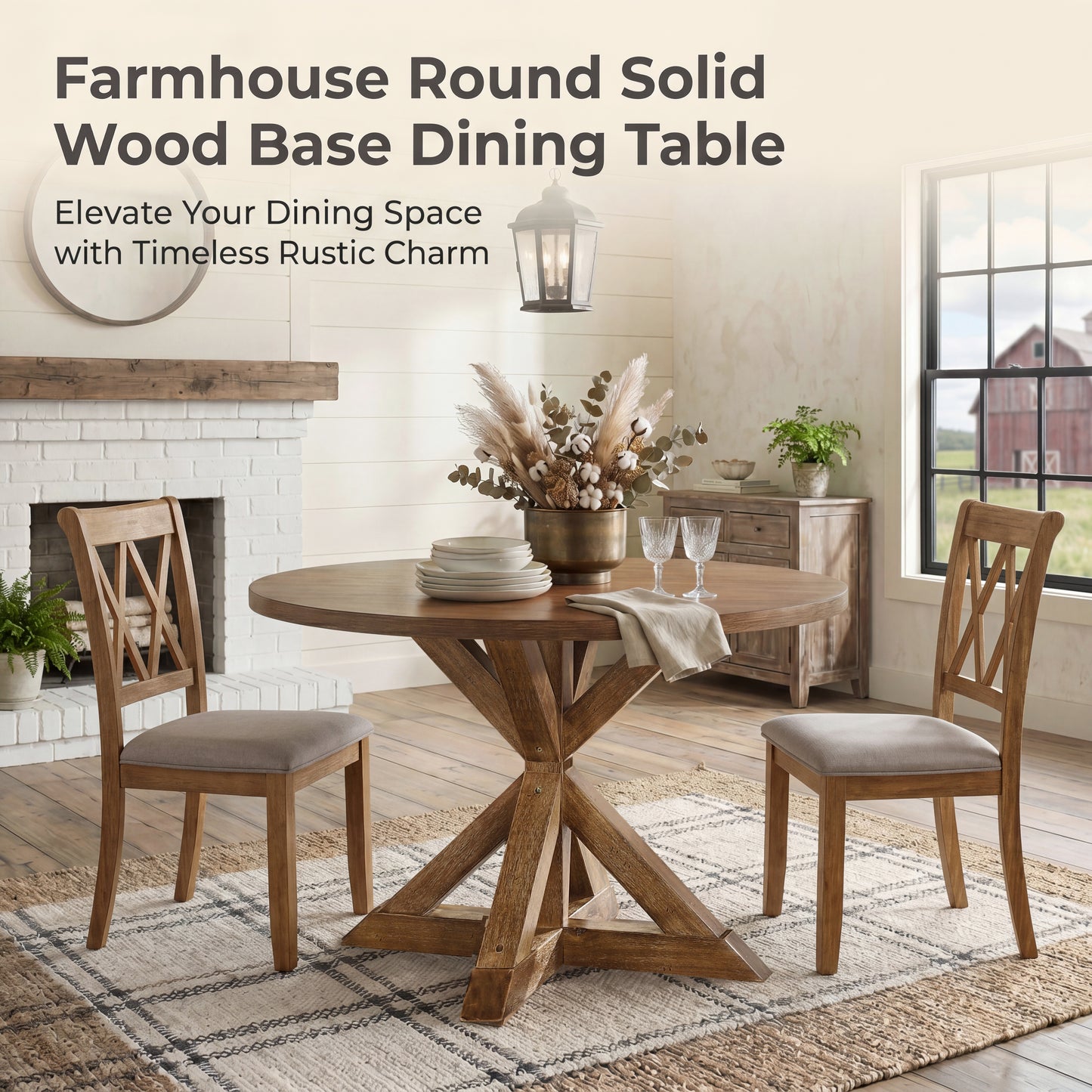 Windvale Cross-Buck Base Dining Table
