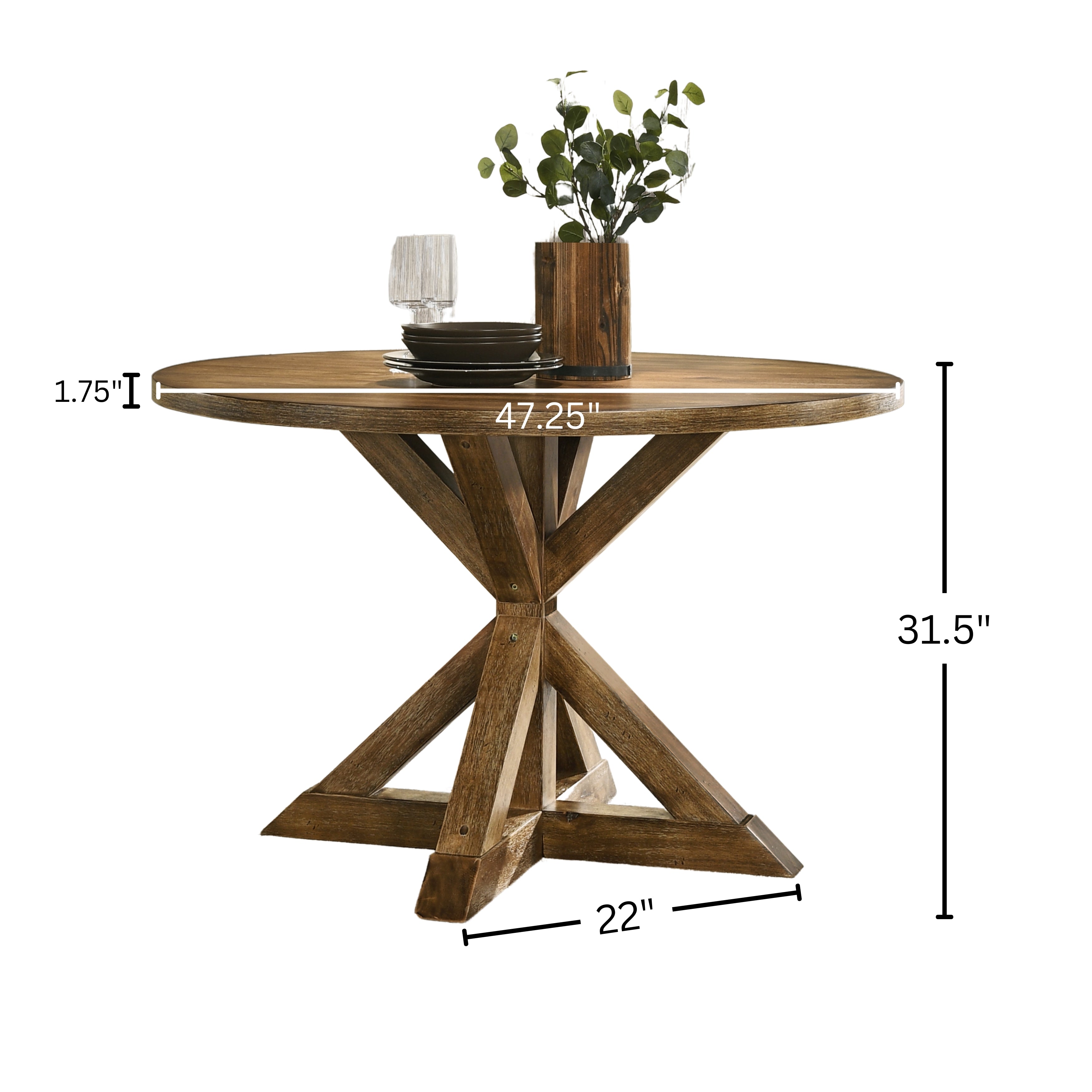 Windvale Cross-Buck Base Dining Table – Roundhill Furniture