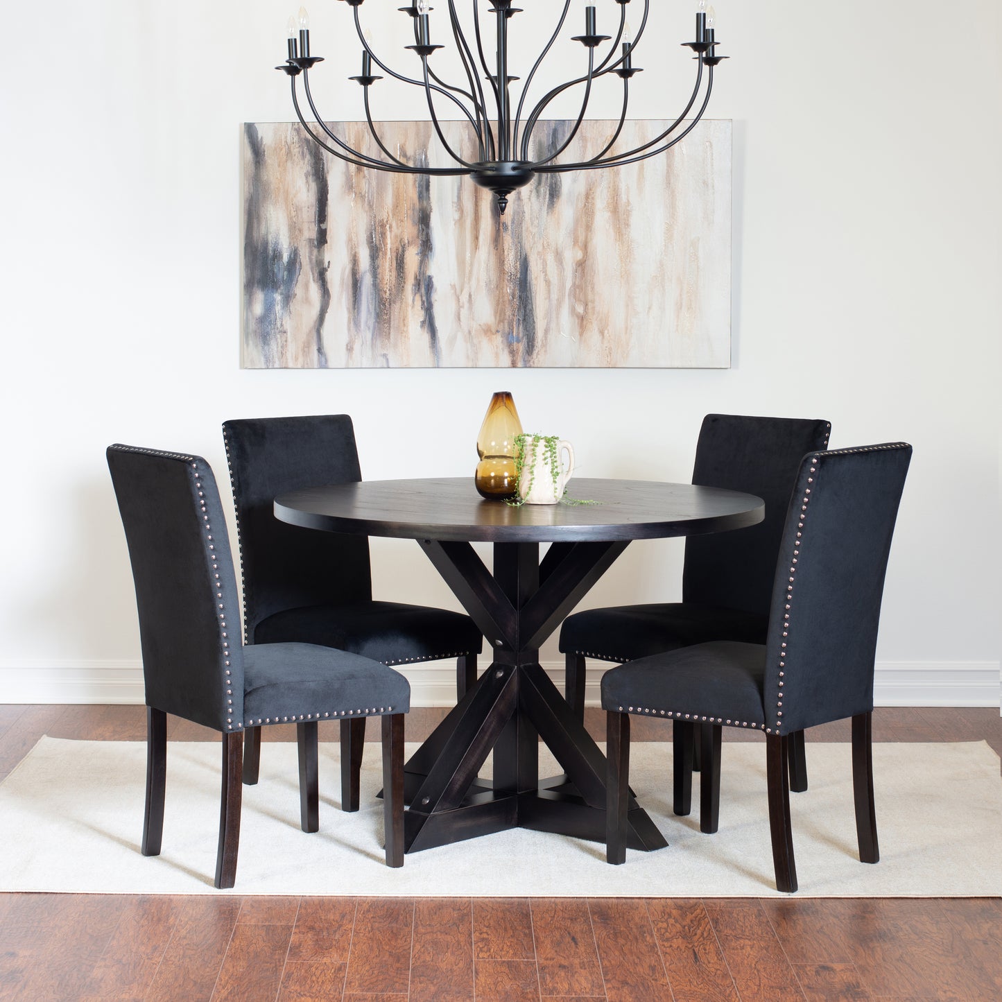 Enbridge 5-piece Dining Set, Cross-Buck Dining Table with 4 Stylish Chairs