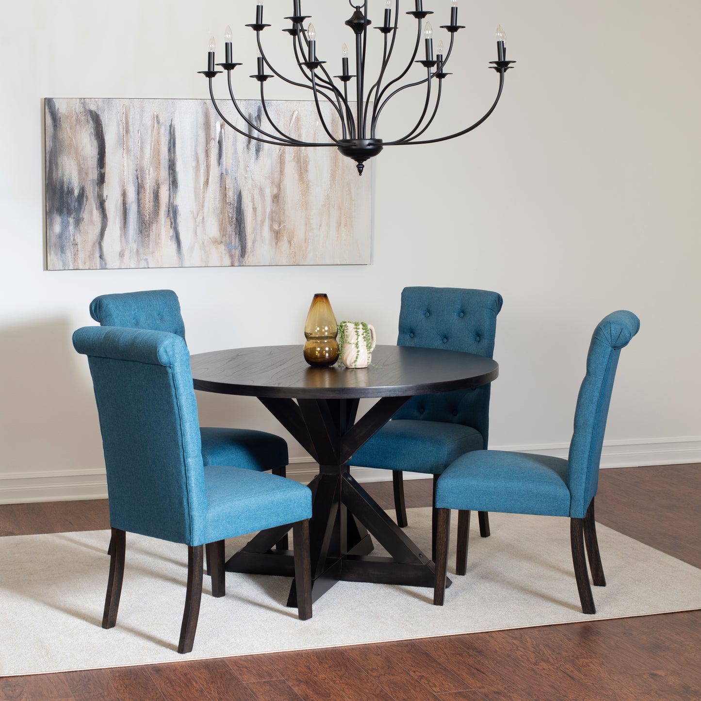 Nylander 5-piece Dining Set, Cross-Buck Dining Table with 4 Stylish Chairs