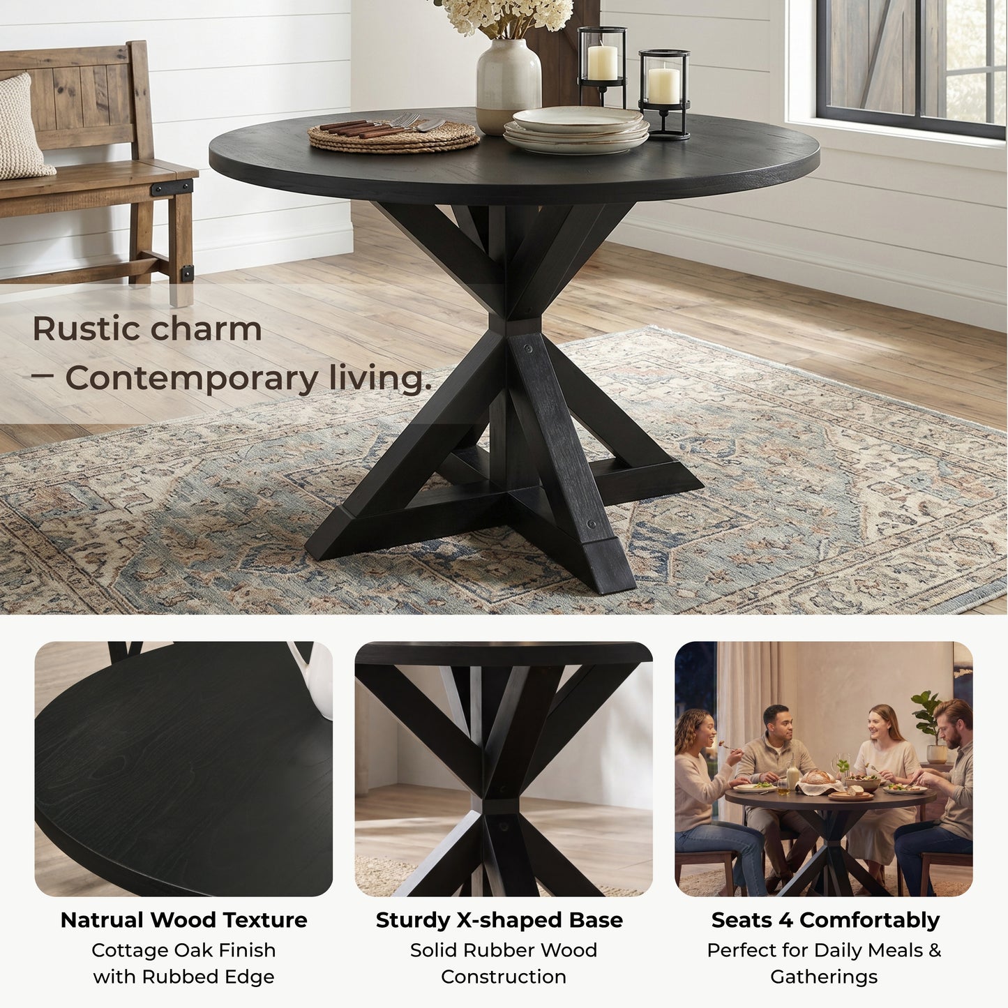 Windvale Cross-Buck Base Dining Table