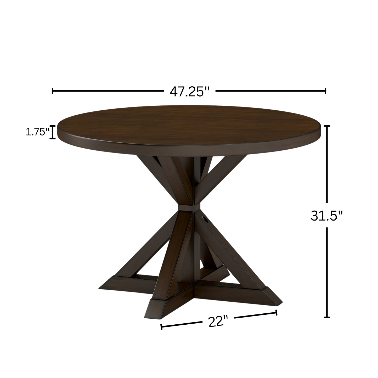 Windvale 5-Piece Dining Set, Cross-Buck Round Table with 4 Stylish Chairs