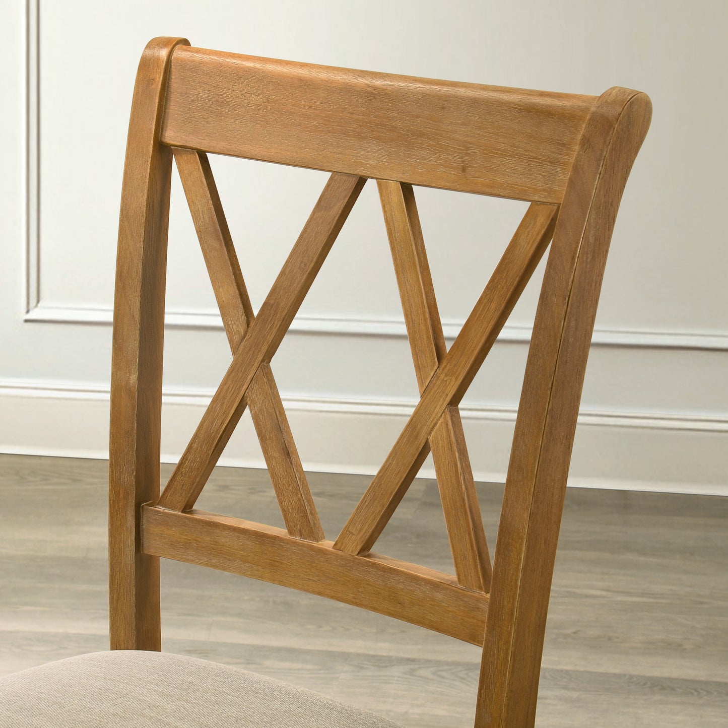 Enna Morden Farmhouse Wood 7-Piece Trestle Dining Set, Brushed Driftwood Finish