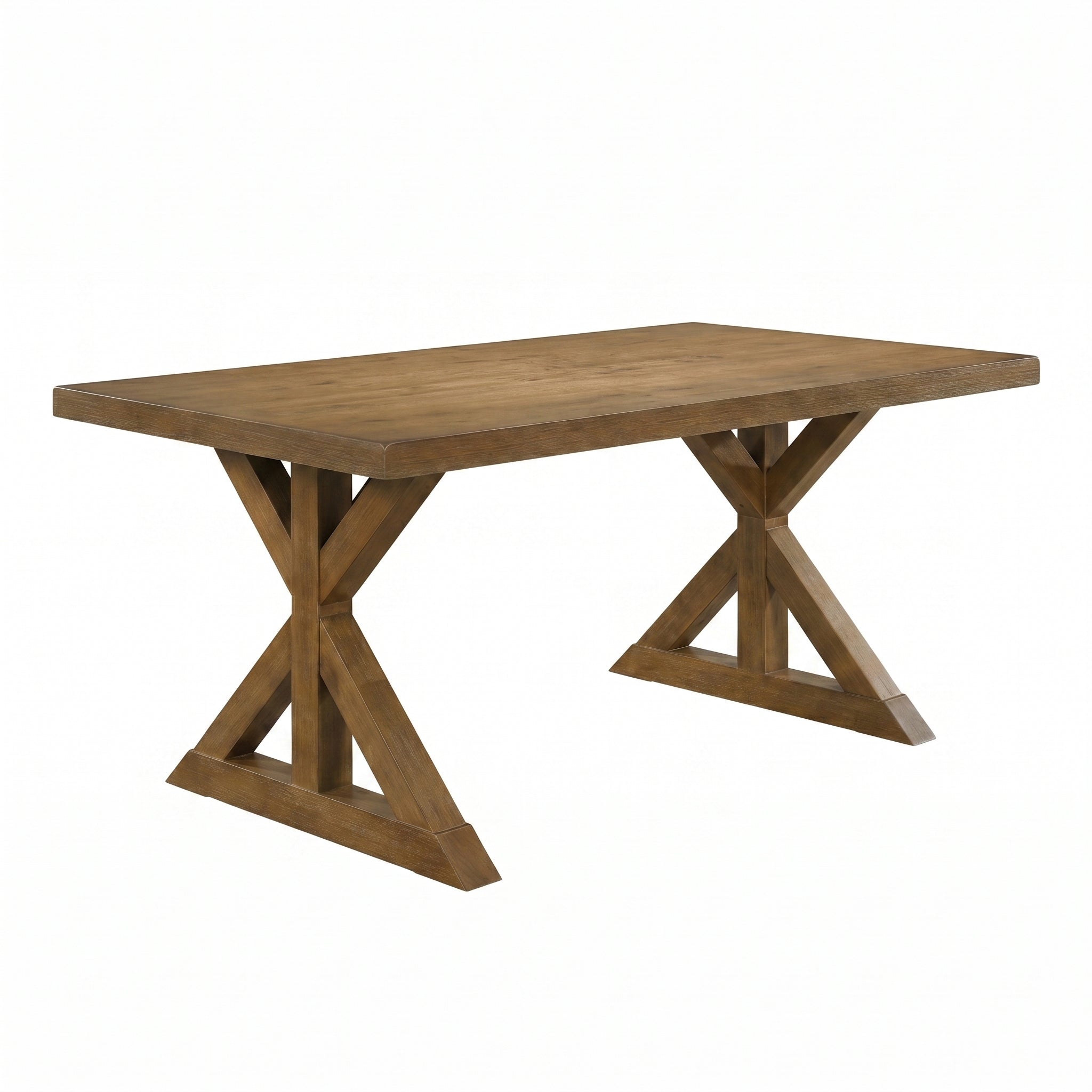 Enna Morden Farmhouse Wood Trestle Dining Table, Brushed Driftwood