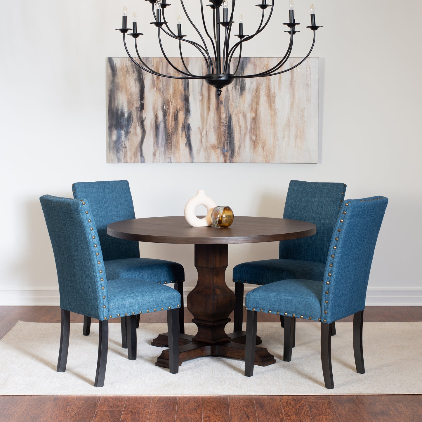 Kohland 5-piece Dining Set, Pedestal Round Table with 4 Stylish Chairs