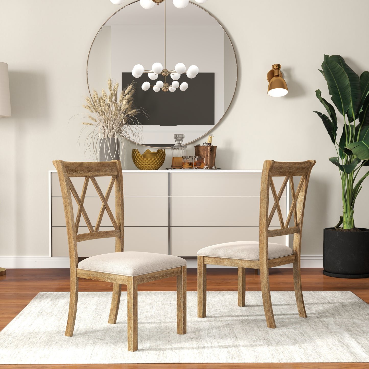 Windvale Upholstered Cross-back Dining Chair, Set of 2