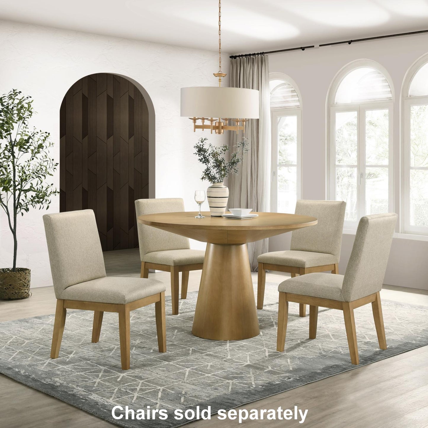 Roundhill Furniture Rocco Contemporary Pedestal Dining Table