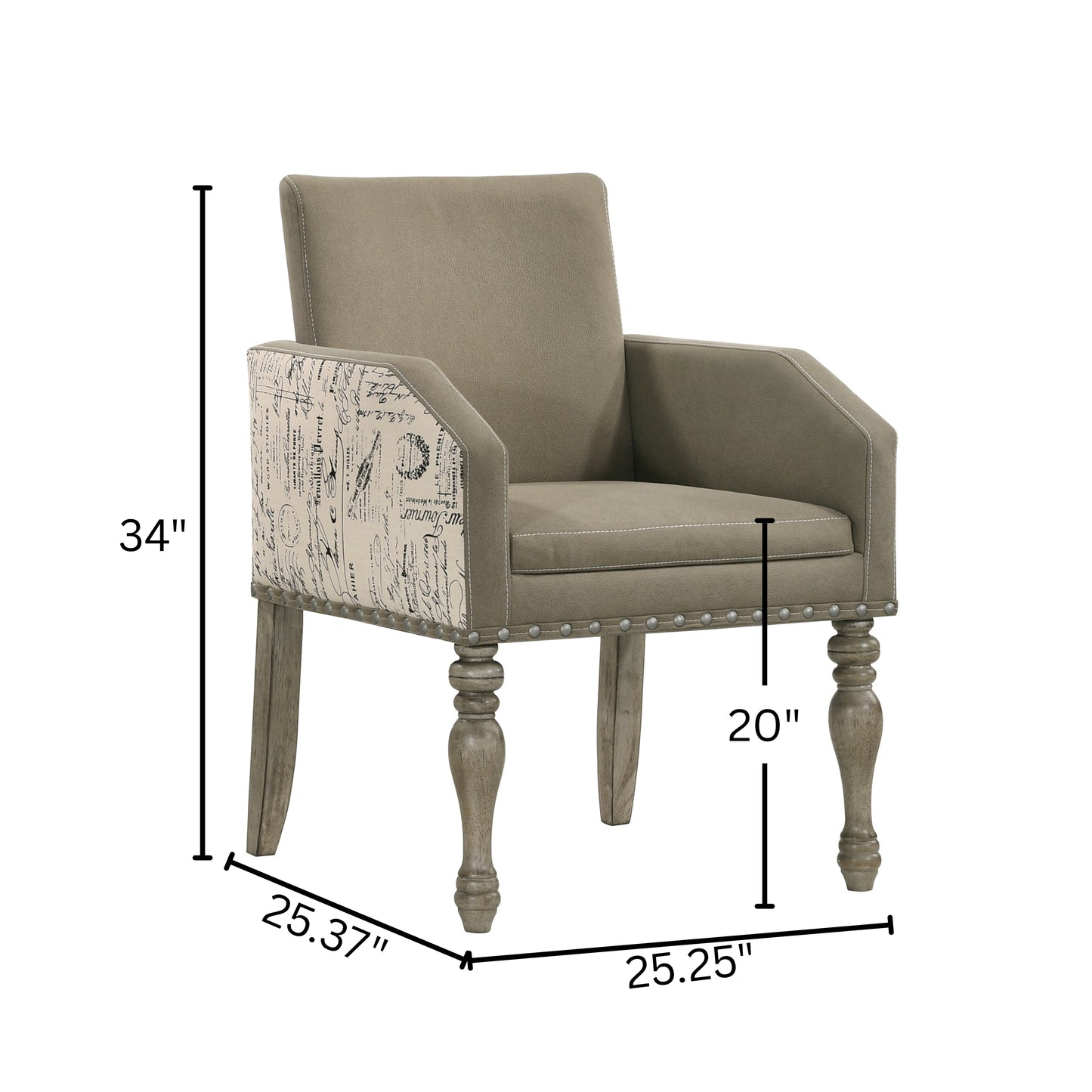 Roundhill Furniture Birmingham 7-Piece Dining Set, Extendable Table with Nailhead Chairs, Driftwood Finish