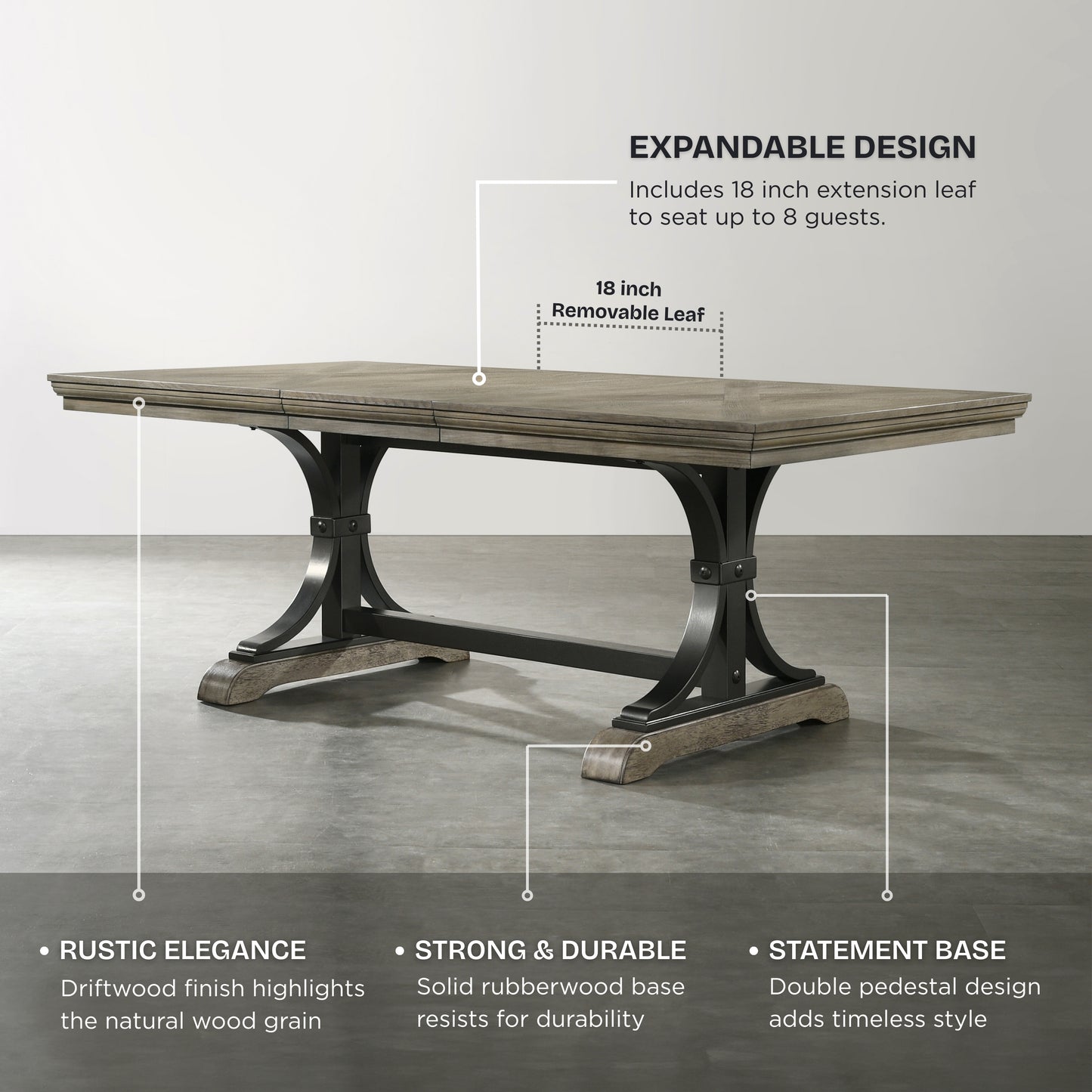 Dasher Nailhead Driftwood Finish Table