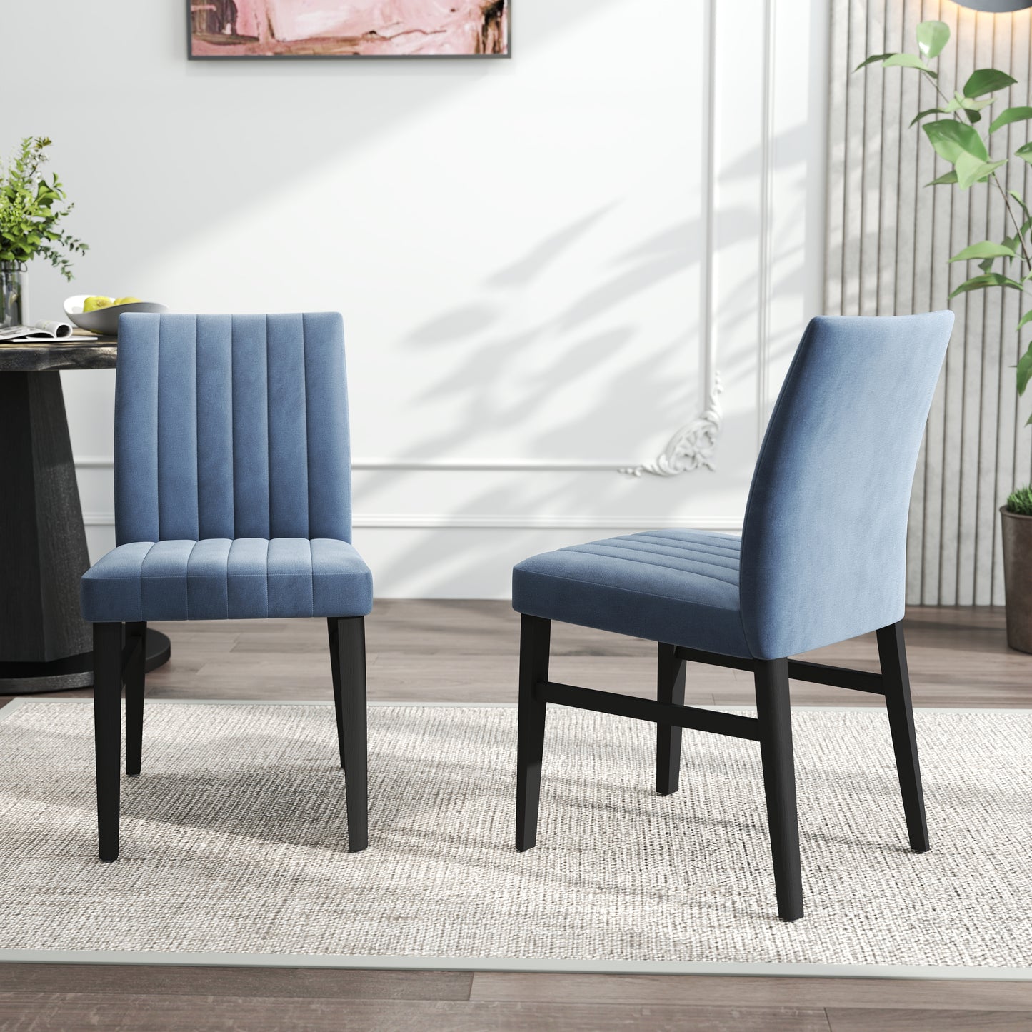 Roundhill Furniture Cavira 5-Piece Modern Dining Set, Faux Marble Dining Table with Four Chairs