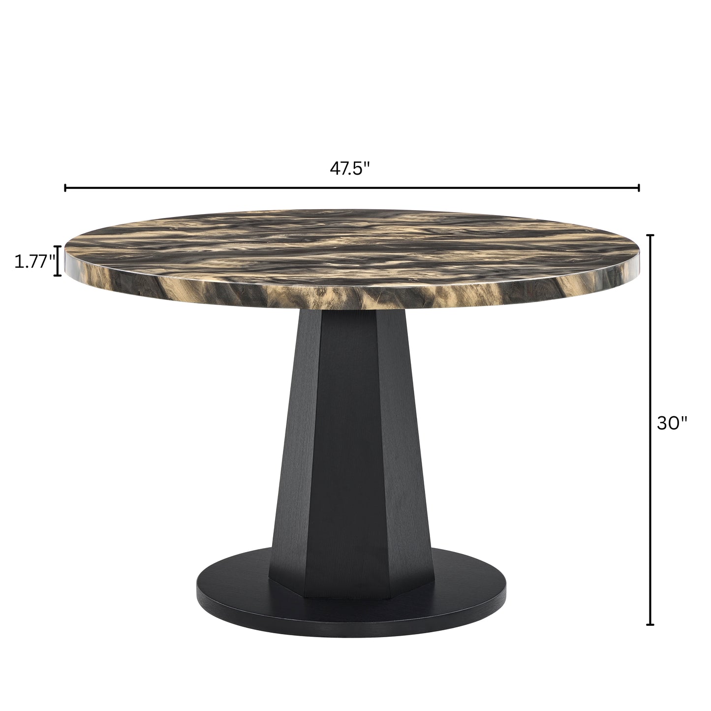 Roundhill Furniture Cavira Modern Faux Marble Dining Table with Wood Pedestal Base