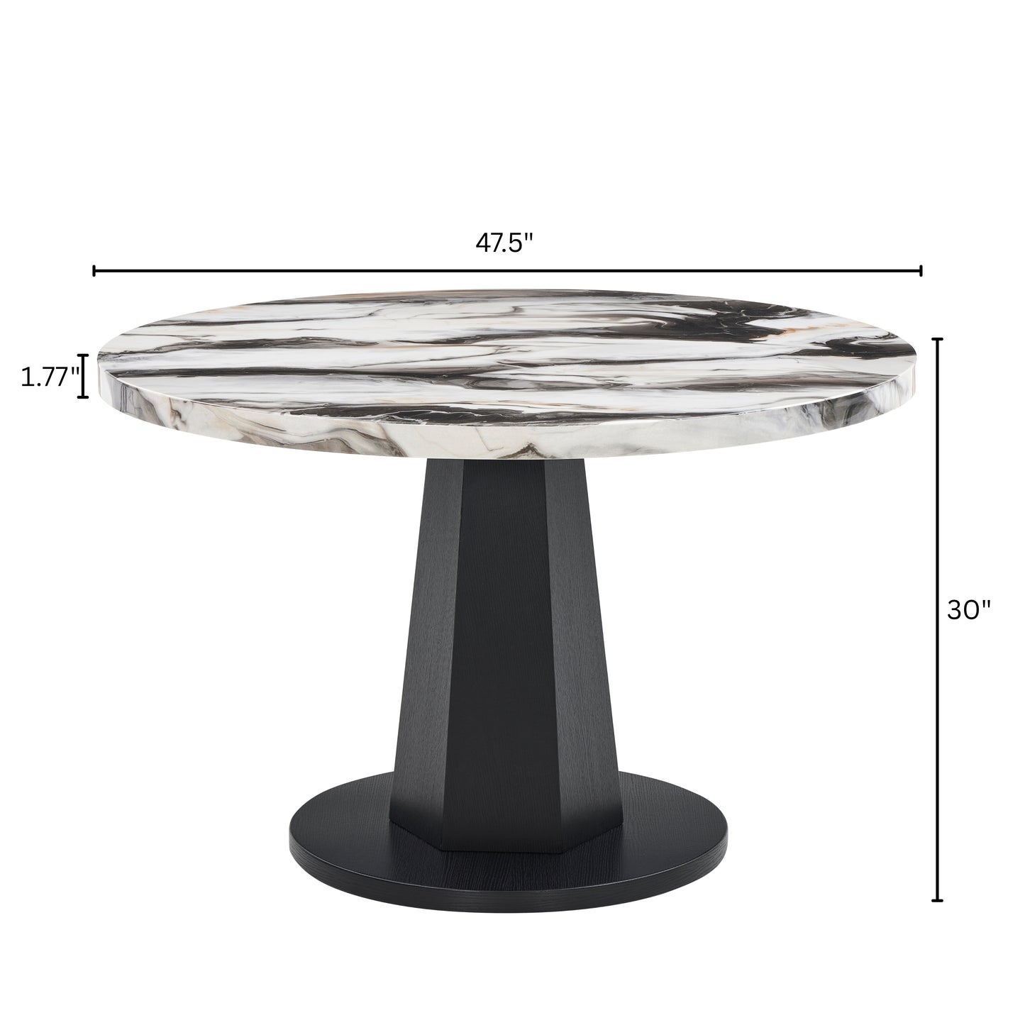 Roundhill Furniture Cavira 5-Piece Modern Dining Set, Faux Marble Dining Table with Four Chairs