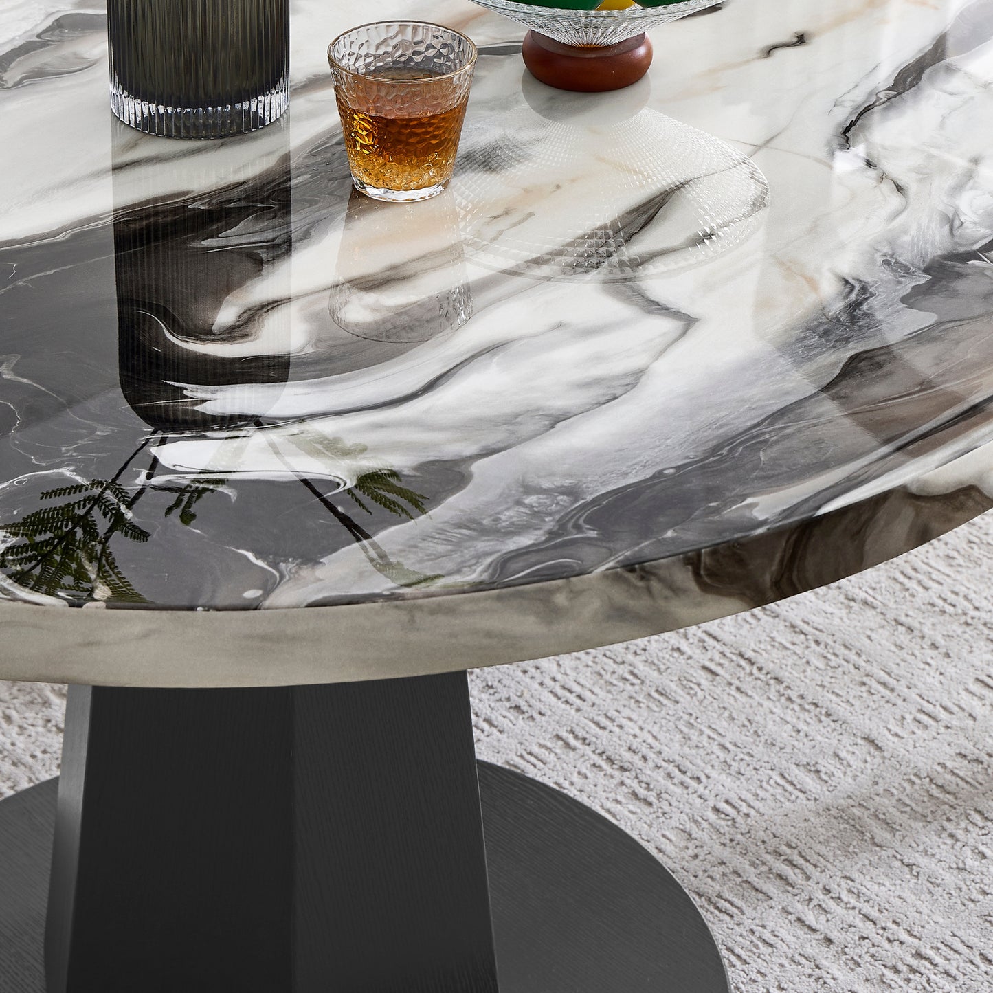 Roundhill Furniture Cavira 5-Piece Modern Dining Set, Faux Marble Dining Table with Four Upholstered Chairs