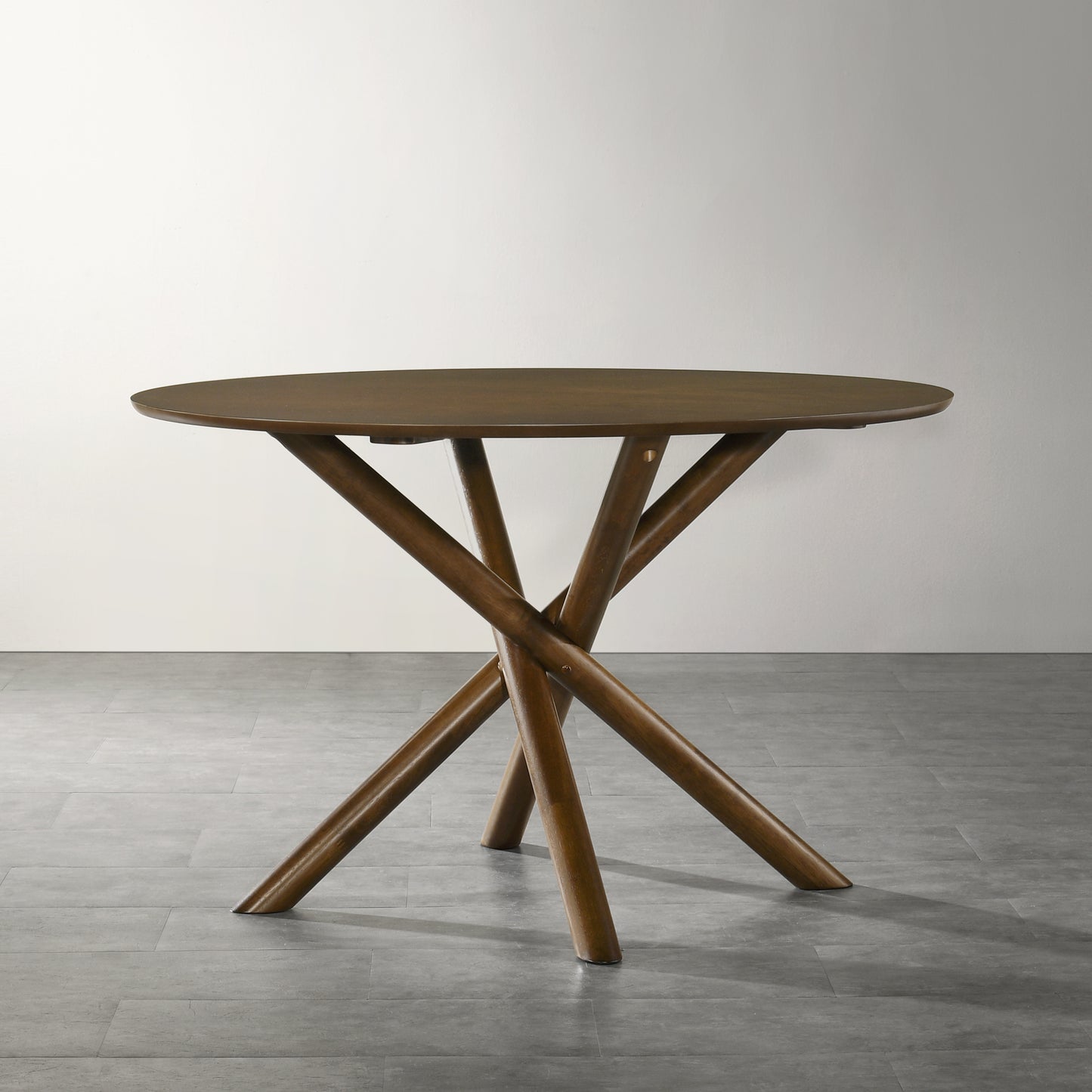 Roundhill Furniture Arnott 5-Piece Dining Set, Round Dining Table with 4 Stylish Chairs, Walnut Finish