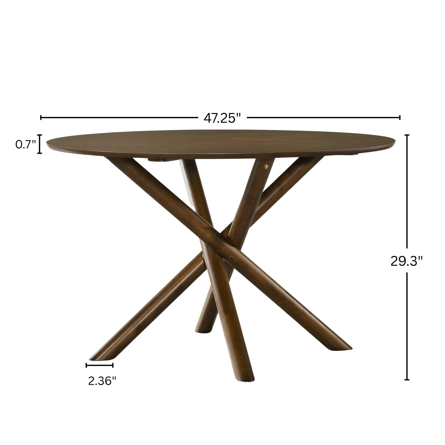 Roundhill Furniture Arnott 5-Piece Dining Set, Round Dining Table with 4 Stylish Chairs, Walnut Finish