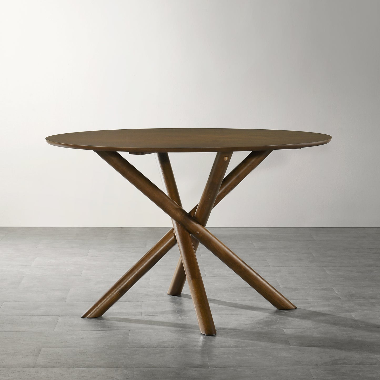 Roundhill Furniture Arnott 5-Piece Dining Set, Round Dining Table with 4 Stylish Chairs, Walnut Finish
