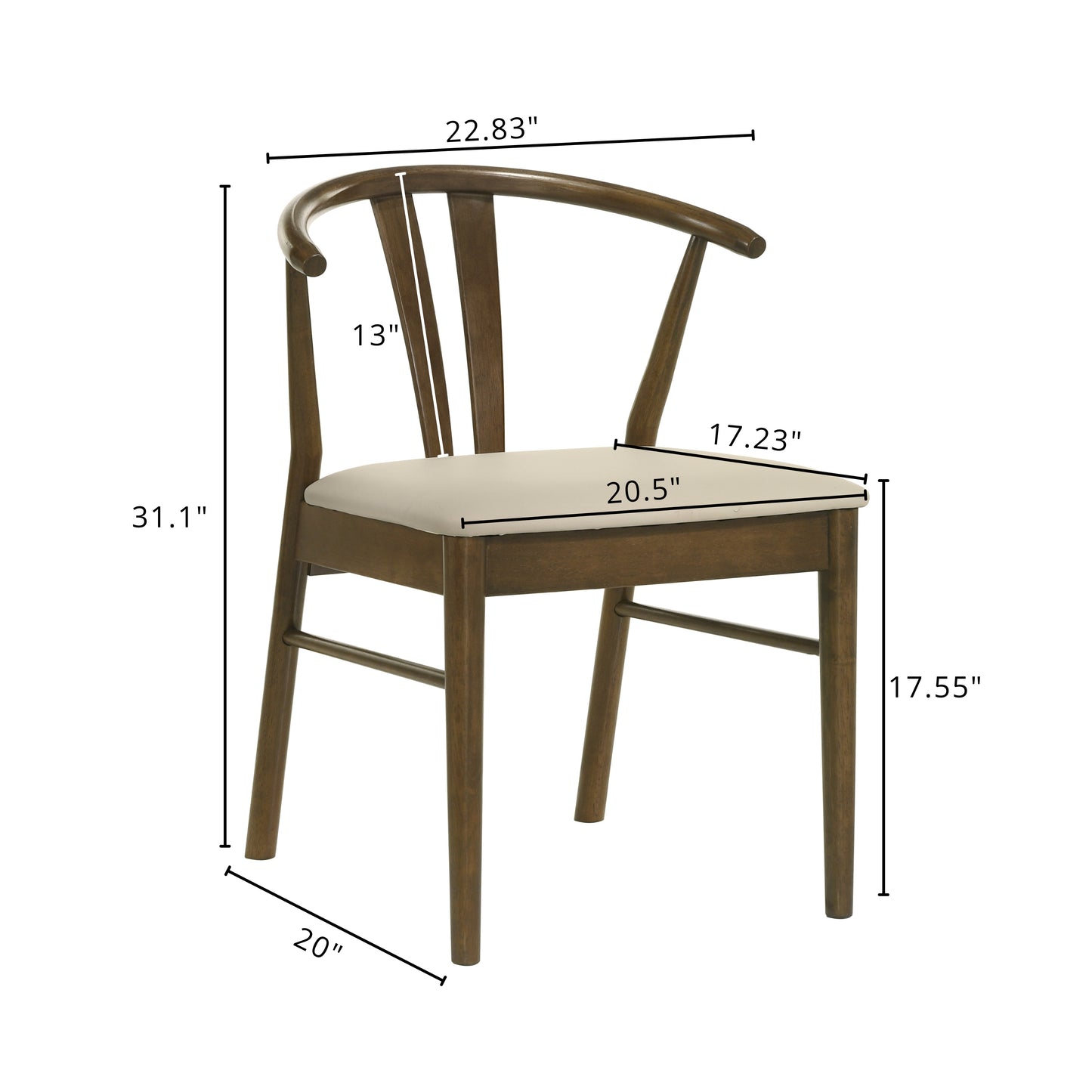 Roundhill Furniture Arnott 5-Piece Dining Set, Round Dining Table with 4 Stylish Chairs, Walnut Finish