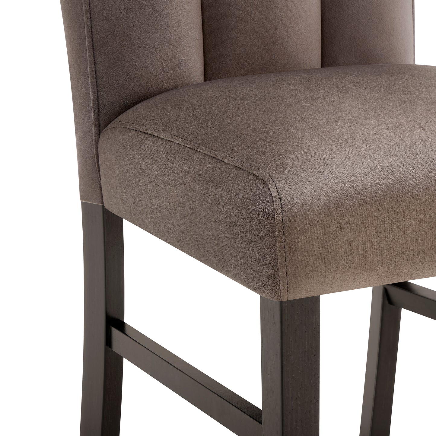 Roundhill Furniture Sorlen 5-Piece Dining Set, 3D Faux Concrete Table with 4 Chocolate Fabric Chairs