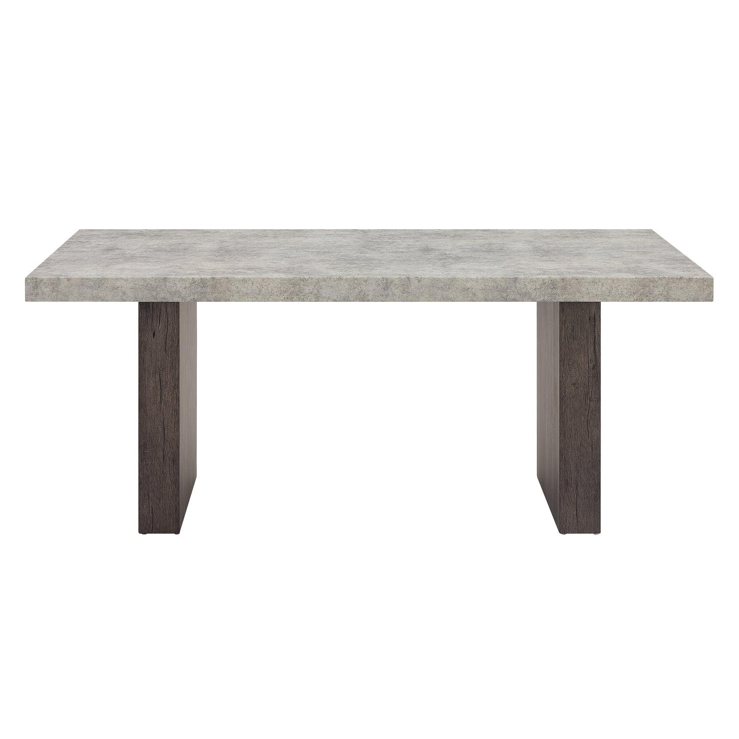 Roundhill Furniture Sorlen 5-Piece Dining Set, 3D Faux Concrete Table with 4 Chocolate Fabric Chairs