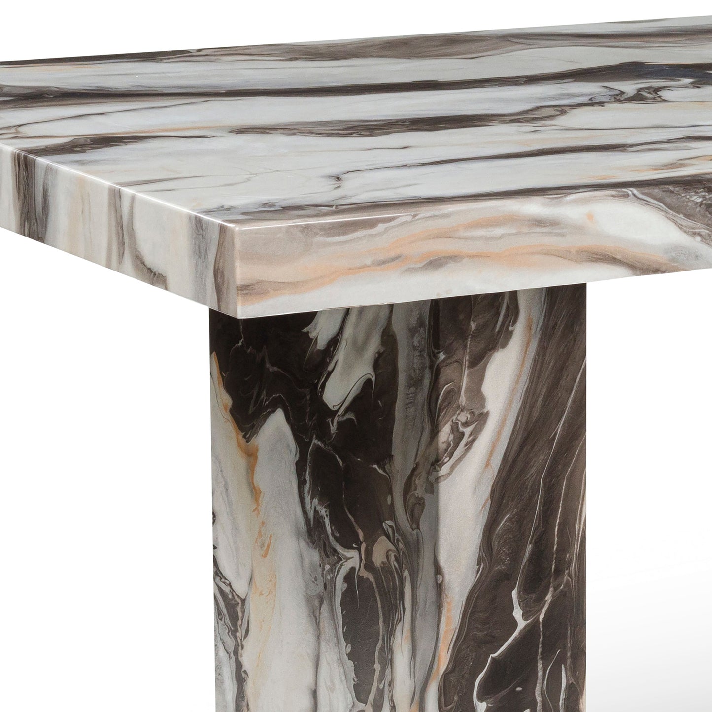 Roundhill Furniture Cavira Modern Dining Set, Faux Marble Dining Table with Four Chairs