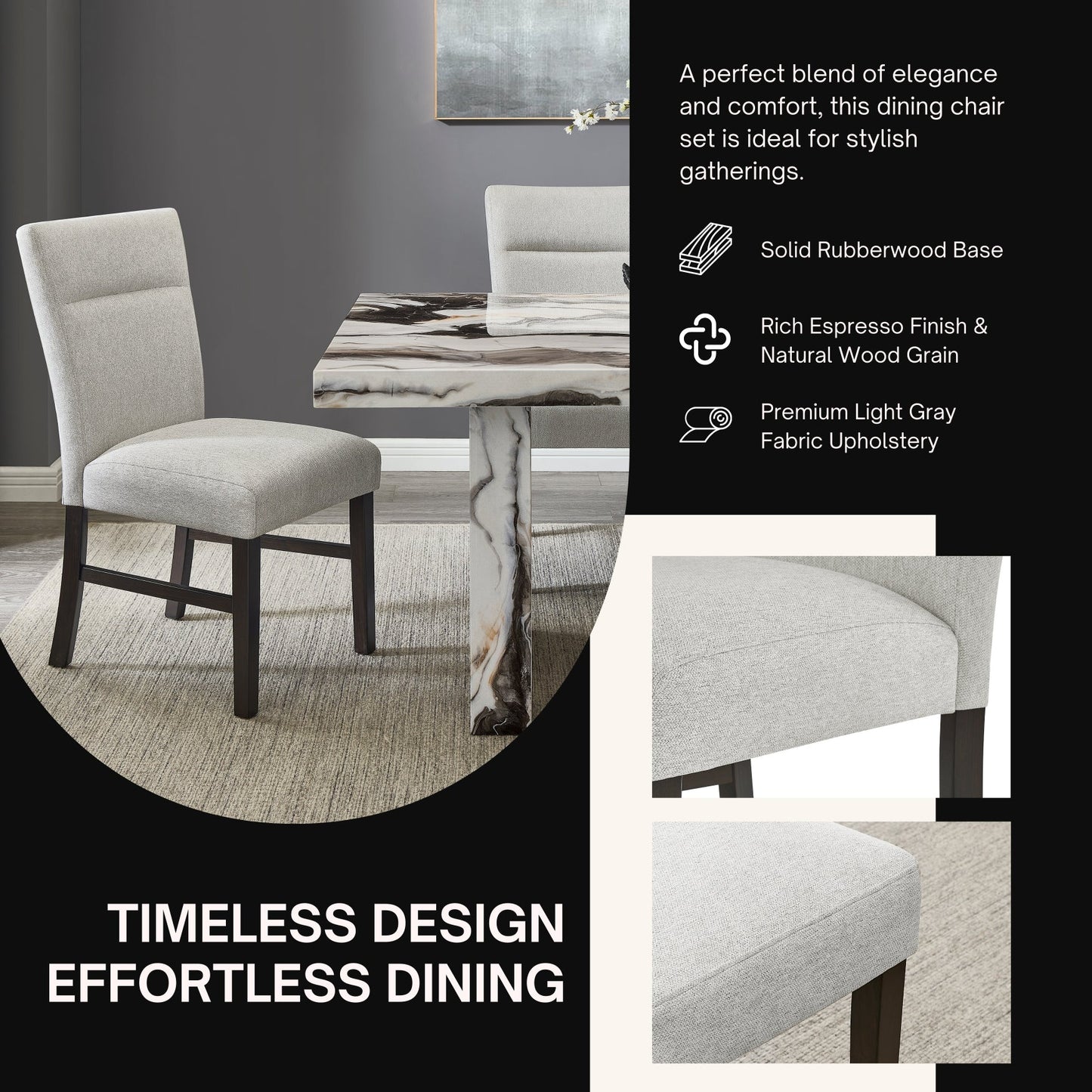 Roundhill Furniture Cavira Modern Faux Marble Dining Table with 4 Chairs