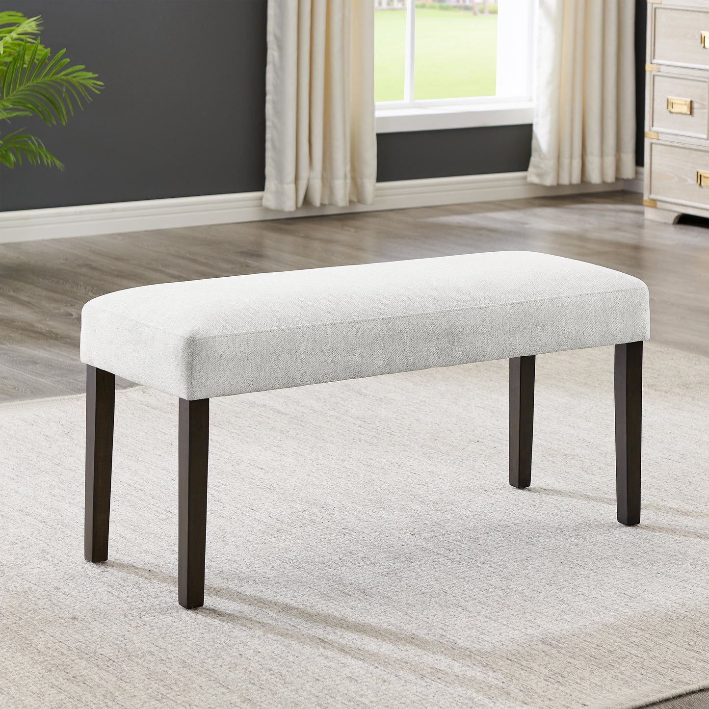 Roundhill Furniture Cavira 6-Piece Modern Dining Set, Faux Marble Dining Table with 4 Chairs and Bench, Gray