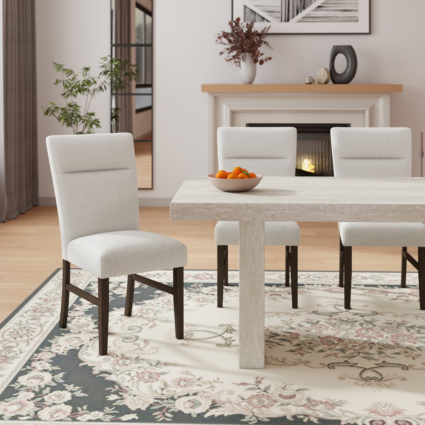 Roundhill Furniture Cavira 5-Piece Modern Dining Set, Faux Marble Dining Table with 4 Chairs, Gray
