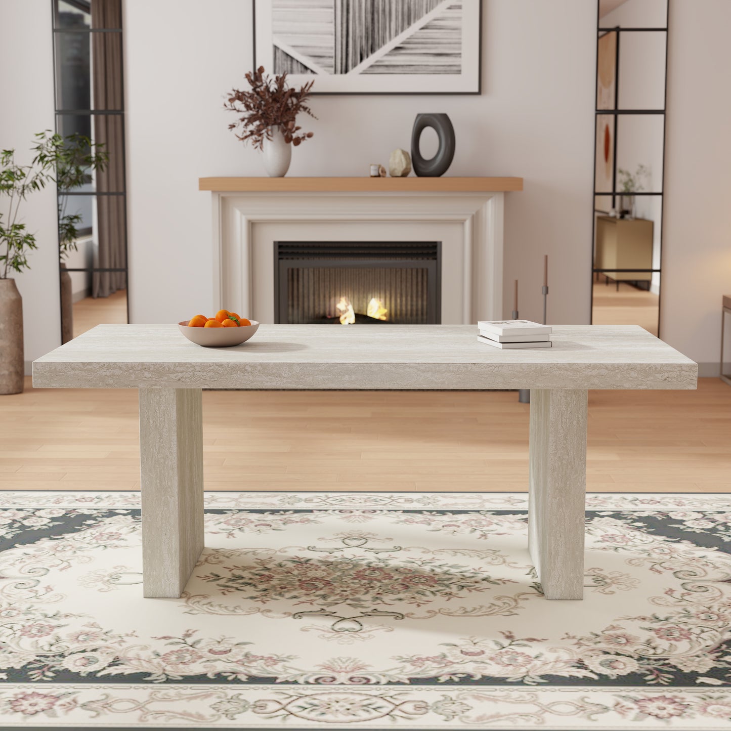 Roundhill Furniture Cavira 5-Piece Modern Dining Set, Faux Marble Dining Table with 4 Chairs, Gray