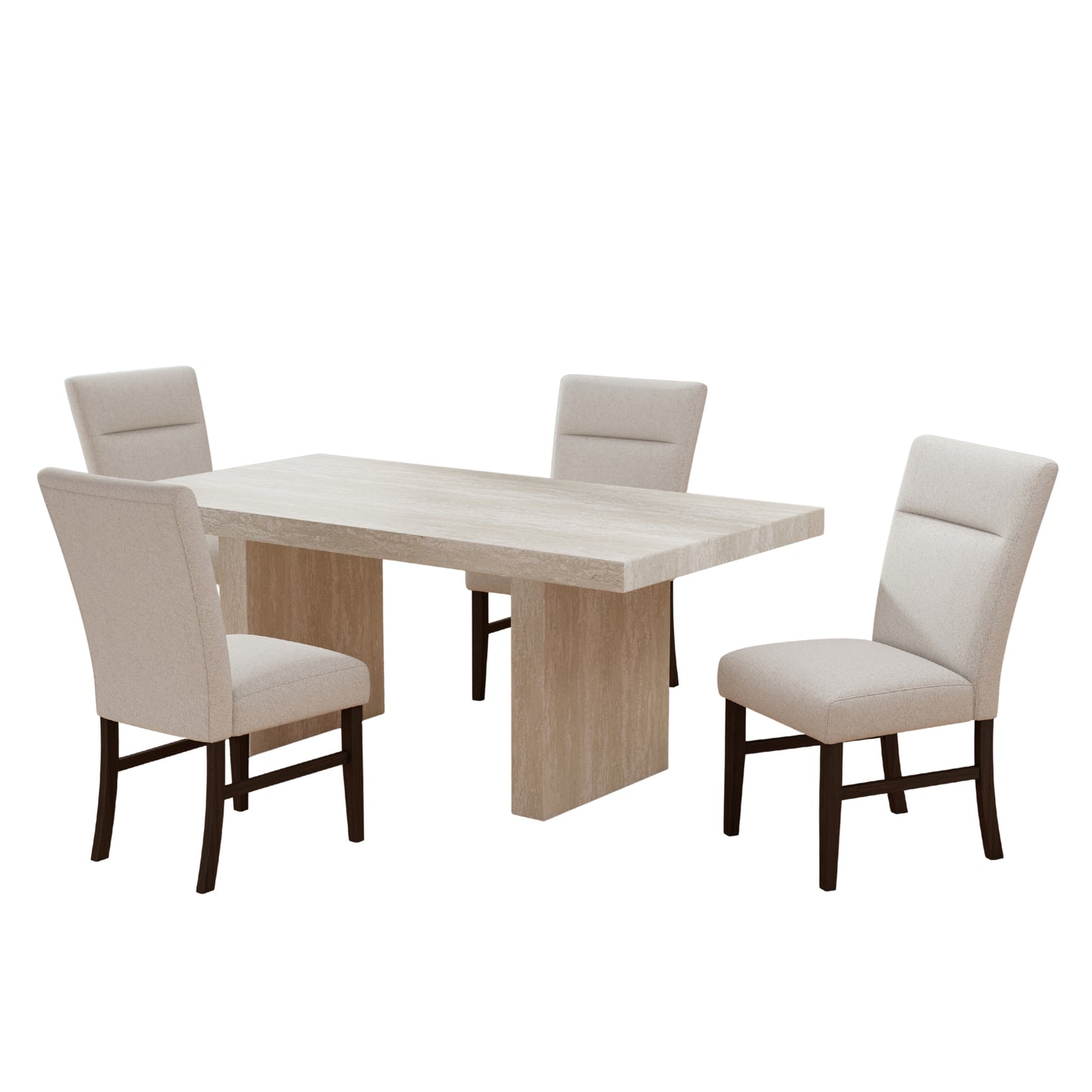 Roundhill Furniture Cavira 5-Piece Modern Dining Set, Faux Marble Dining Table with 4 Chairs, Gray