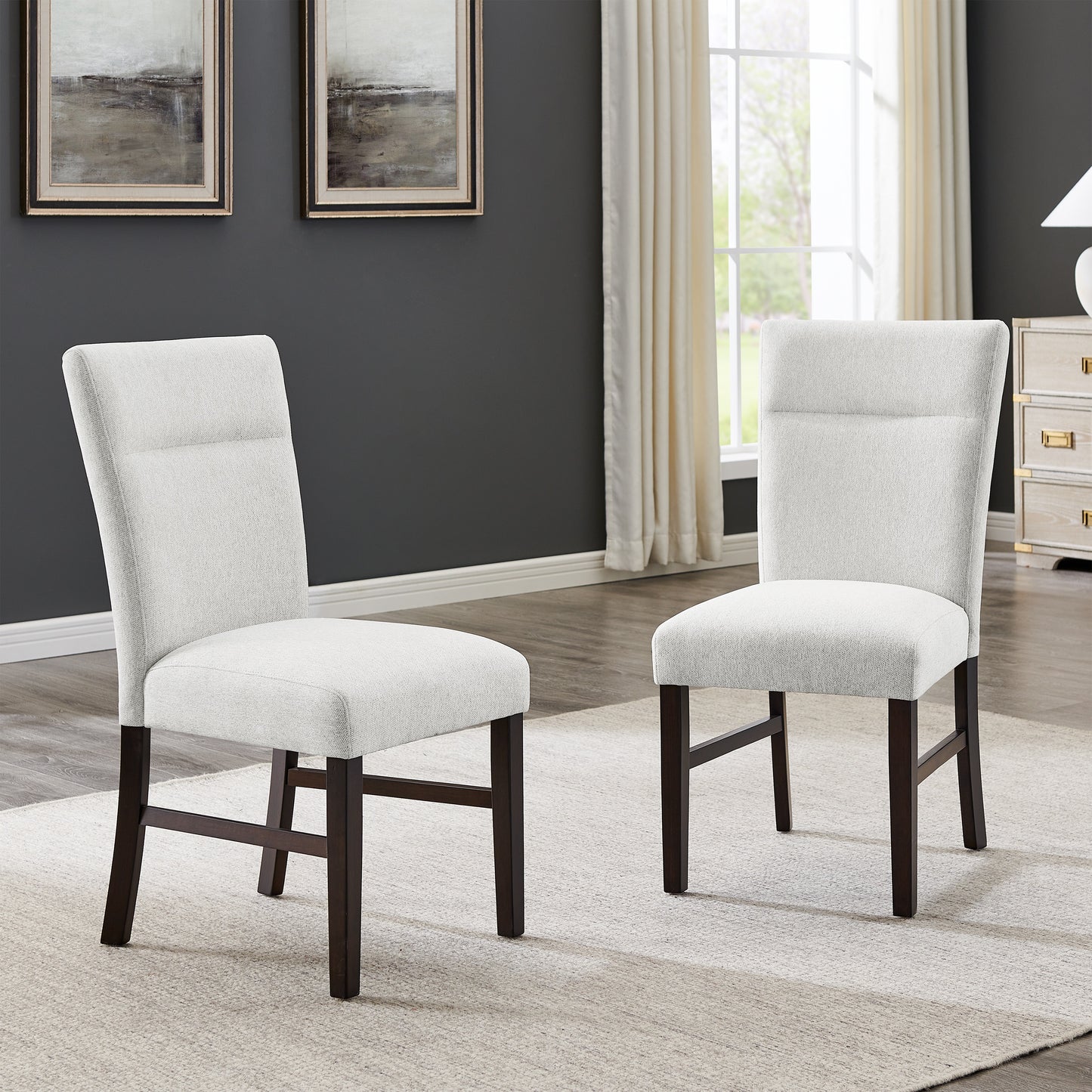 Roundhill Furniture Cavira 7-Piece Modern Dining Set, Faux Marble Dining Table with 6 Chairs, Gray