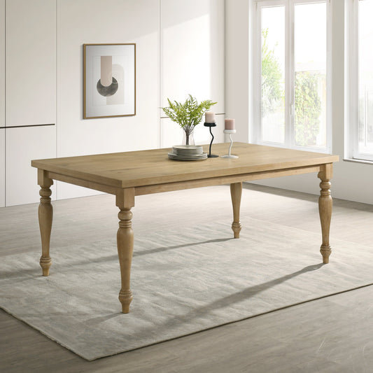 Roundhill Furniture Verta Solid Wood Leg Dining Table with Oak Veneer Top and Turned Legs