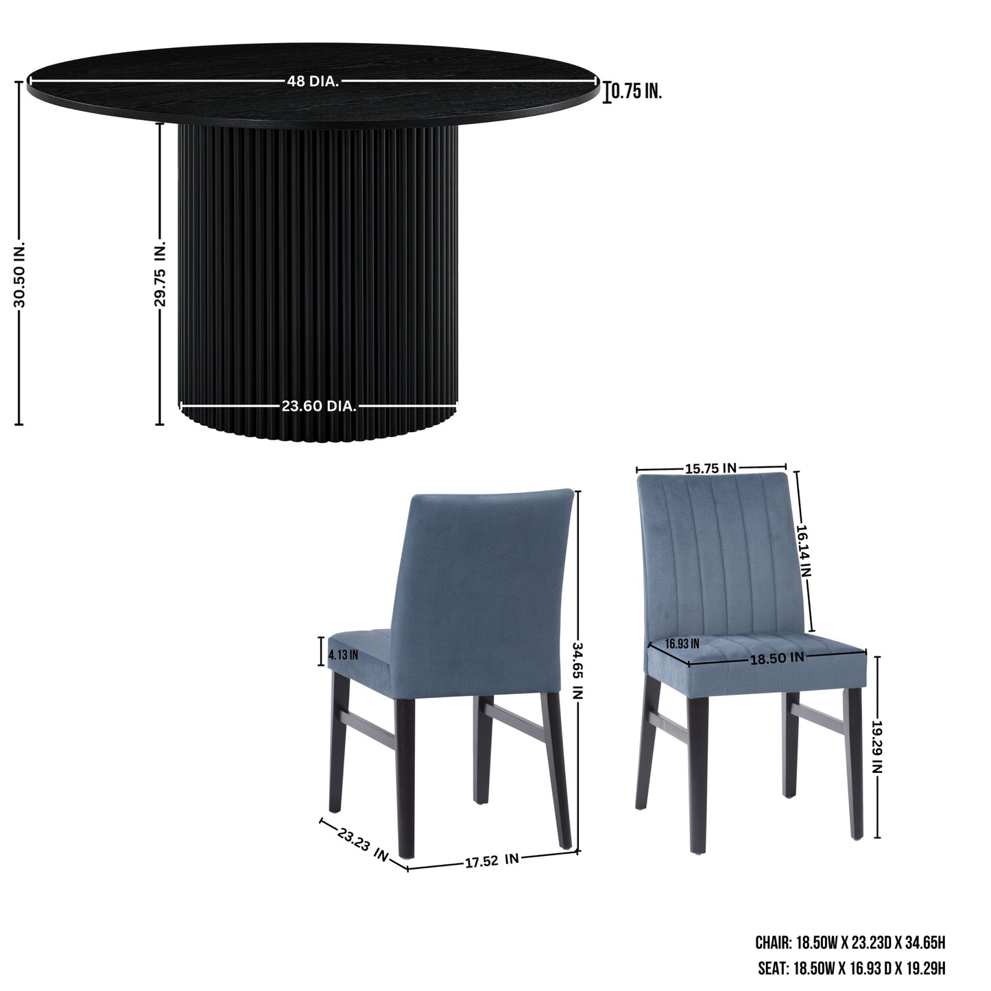 Roundhill Furniture Henriet 5-Piece Pedestal Dining Set, Round Dining Table with Four Chairs