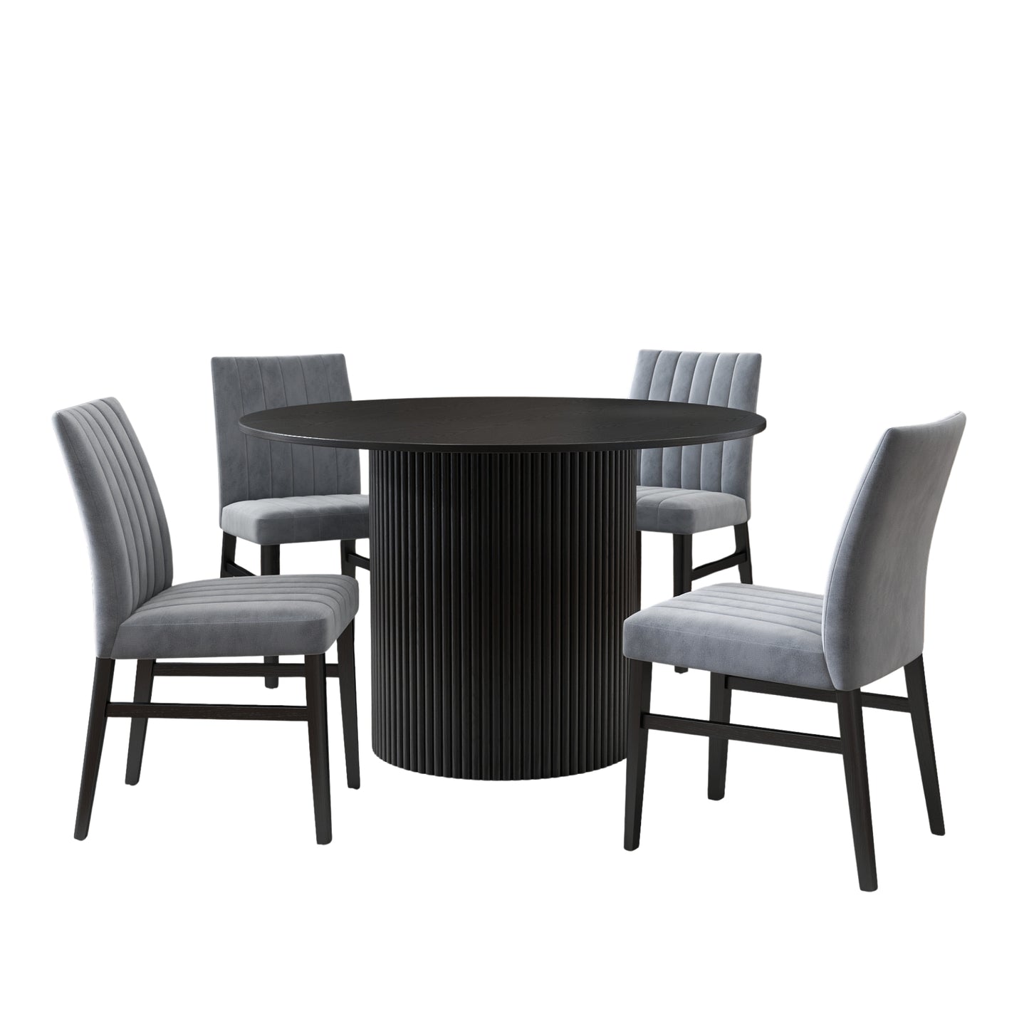 Roundhill Furniture Henriet 5-Piece Pedestal Dining Set, Round Dining Table with Four Chairs
