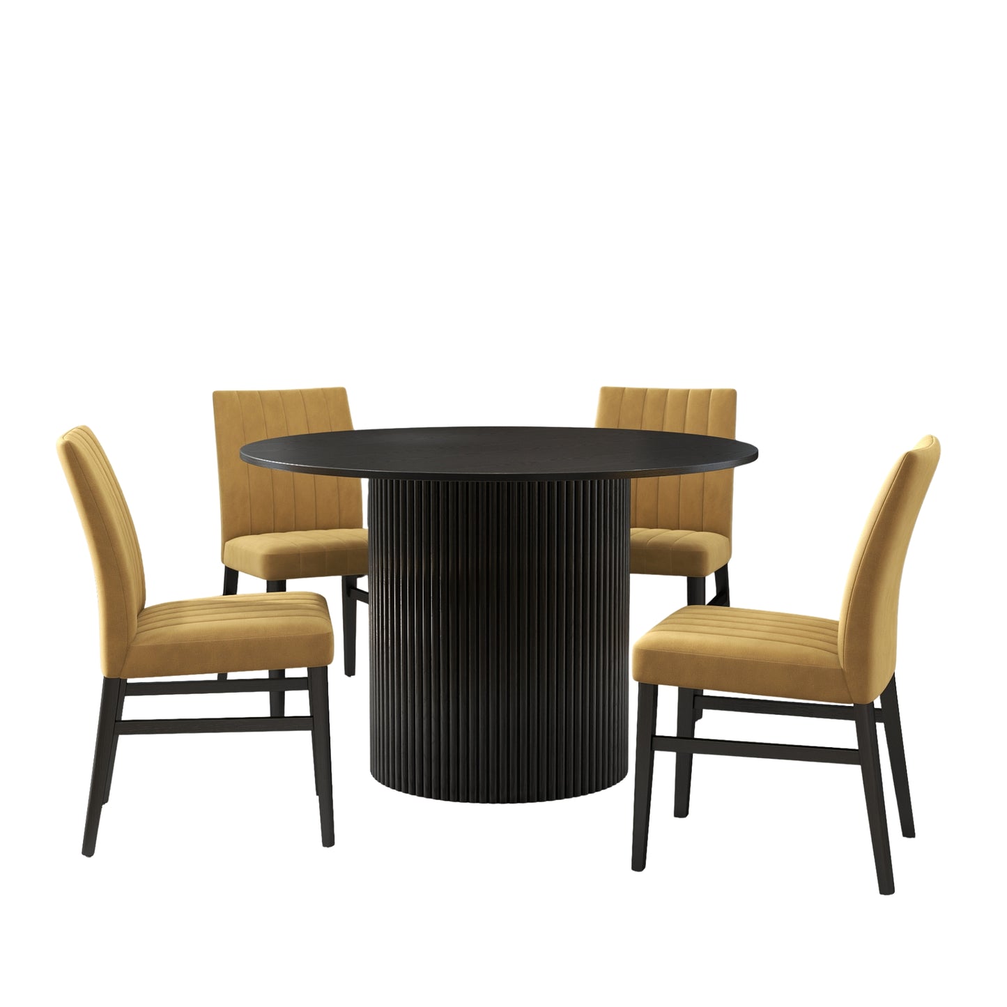Roundhill Furniture Henriet 5-Piece Pedestal Dining Set, Round Dining Table with Four Chairs