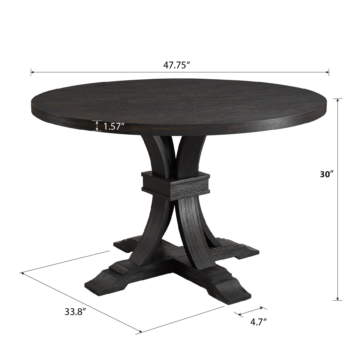 Eton 5-piece Dining Set, Distressed Pedestal Round Table with 4 Stylish Chairs