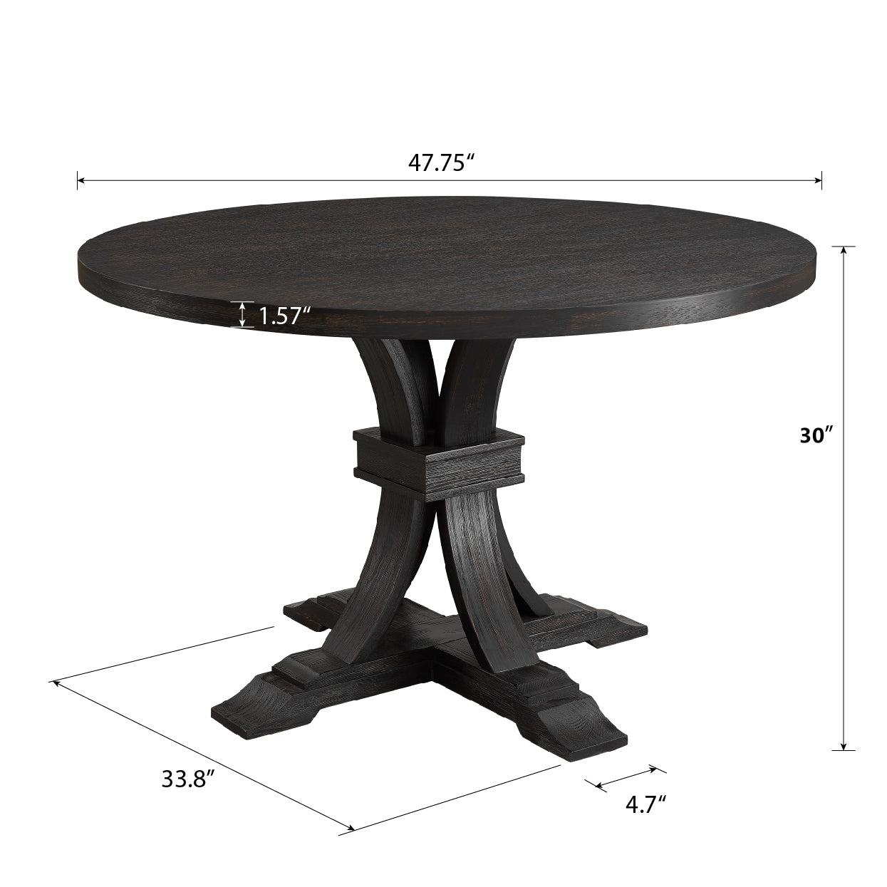 Quinlan 5-piece Dining Set, Distressed Pedestal Round Table with 4 Stylish Chairs