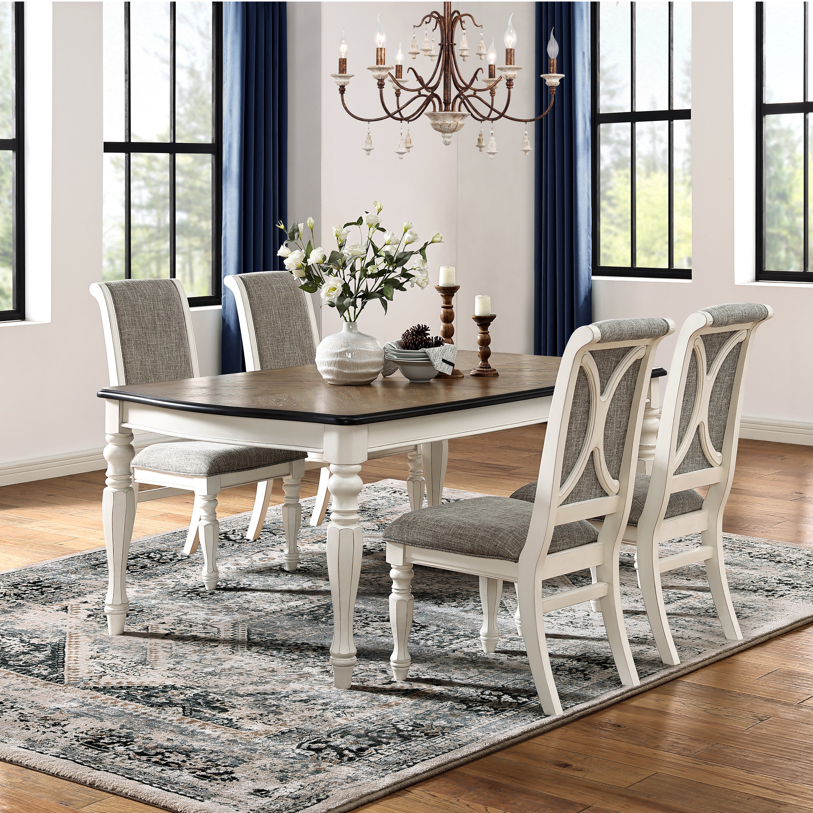 Dining table set white best sale and wood