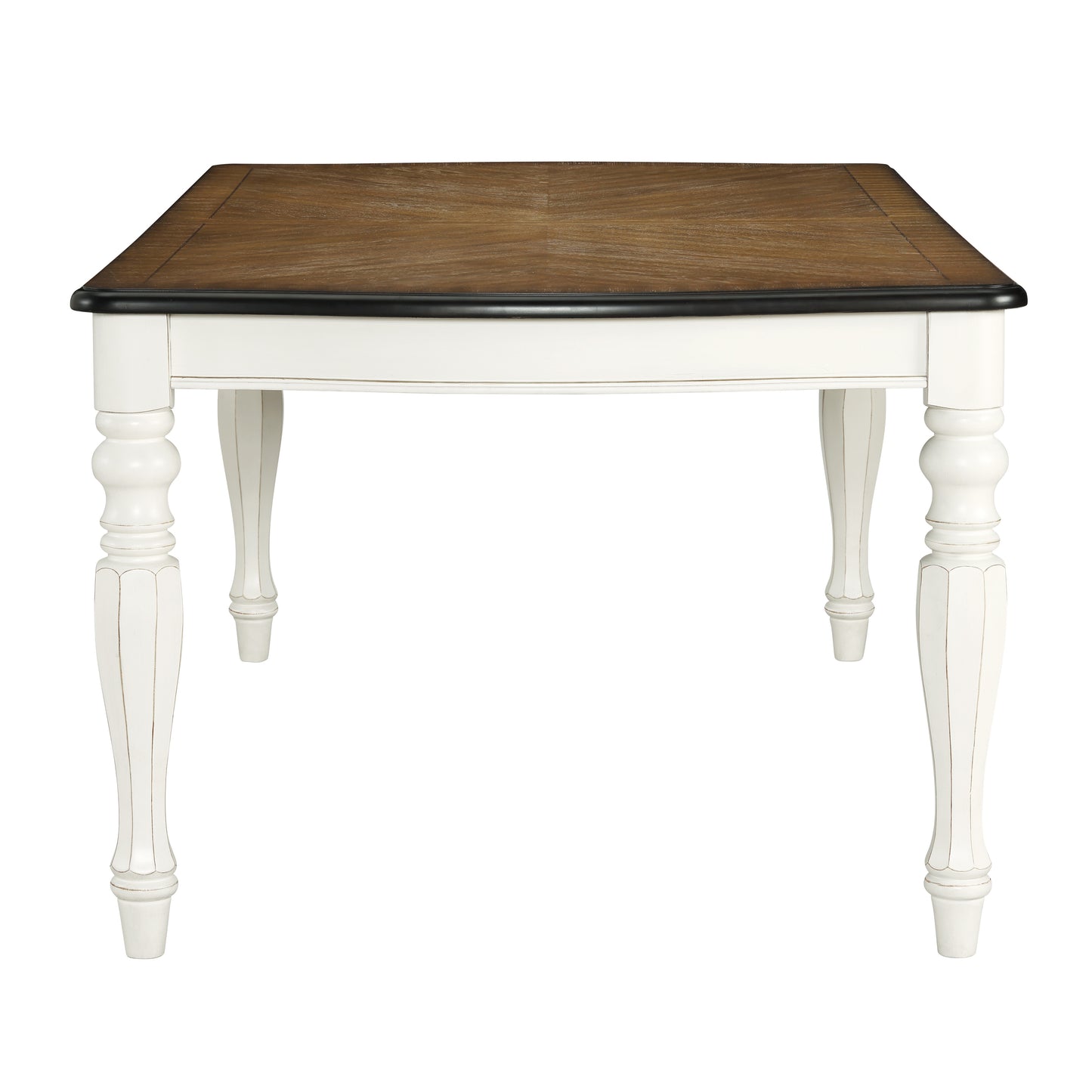 Roundhill Furniture Belleza French Country Dining Table, Antique White and Weathered Oak Finish